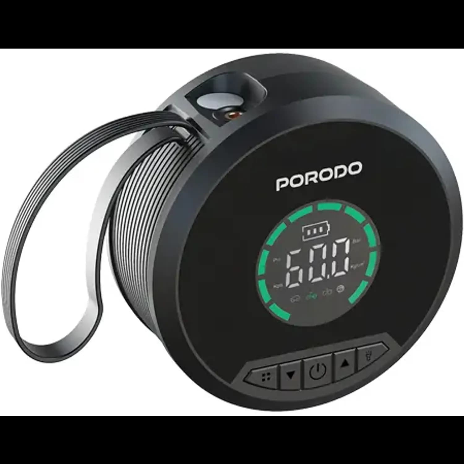 Porodo Power Bank & Jump Starter - Tire Inflator, Black 1 Porodo Power Bank & Jump Starter - Tire Inflator, Black 1