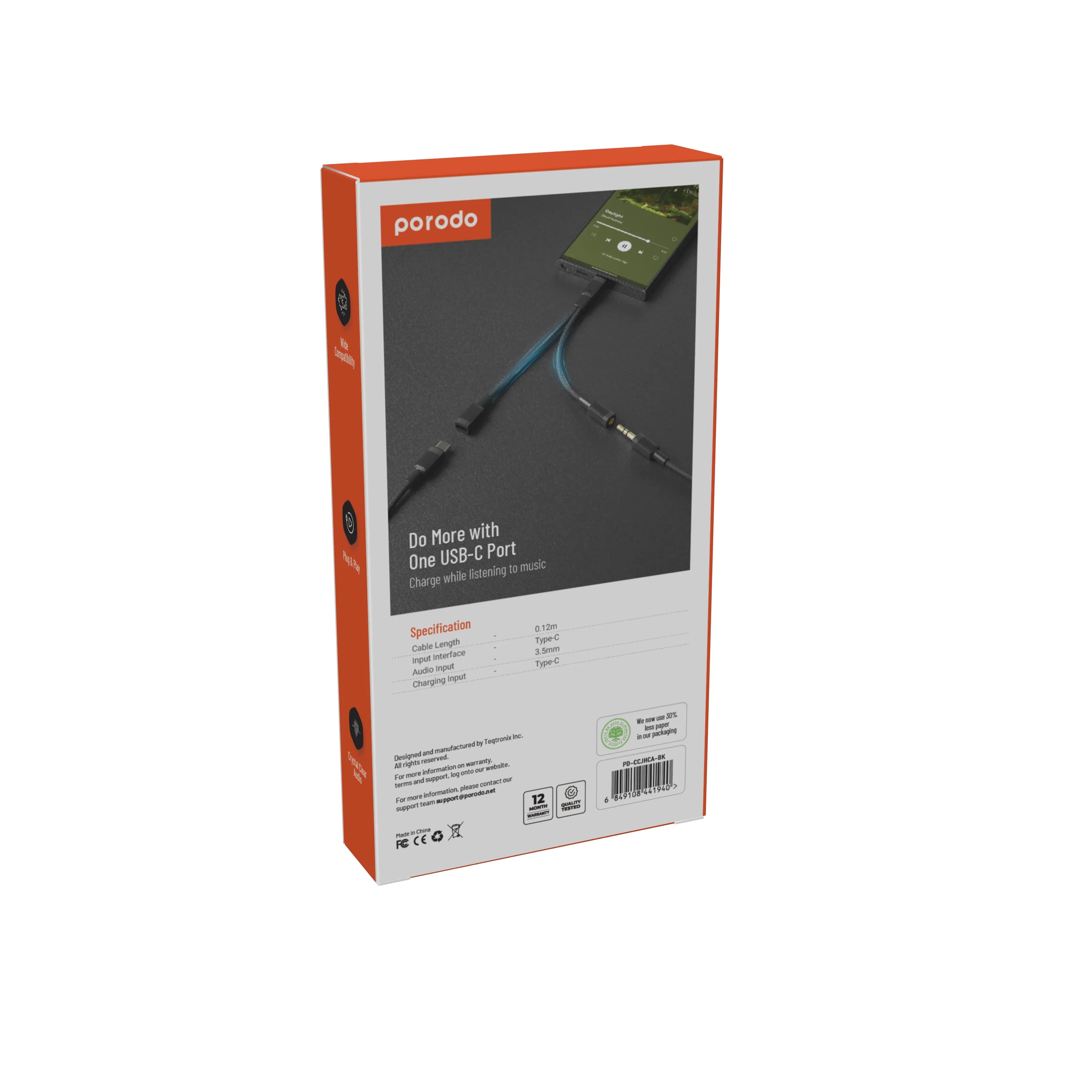 Porodo 2in1 Lightning to Type C + 3.5 Jack Adapter 2