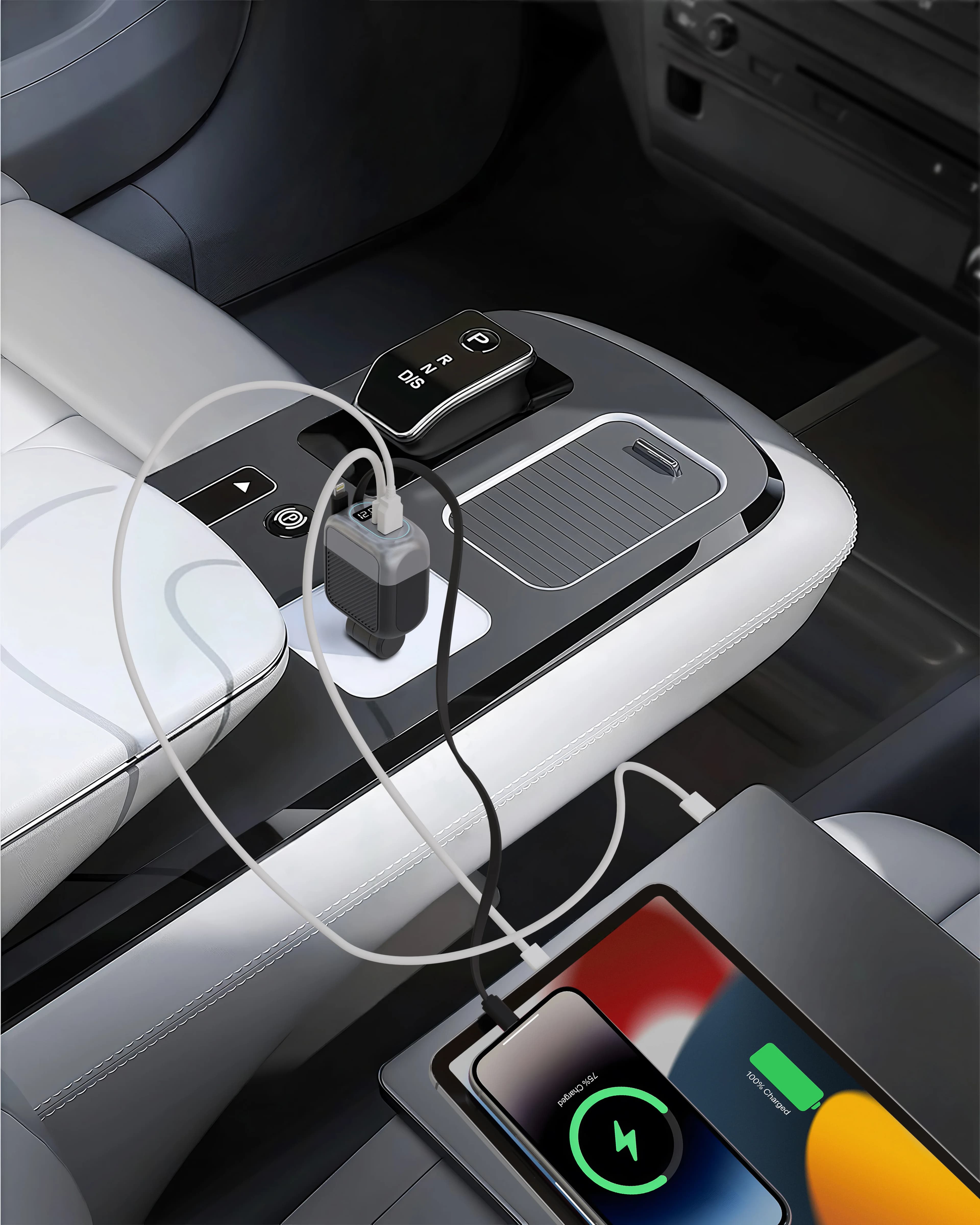 Porodo USB Car Charger PDCCR33BK - Multi-Port, Black 2