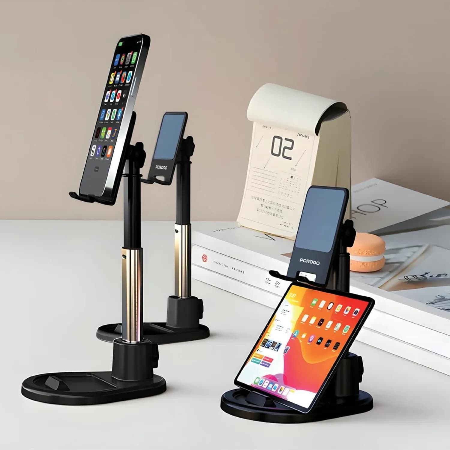 Porodo Phone & Tablet Stand - Multi-Angle, Adjustable, Black 2