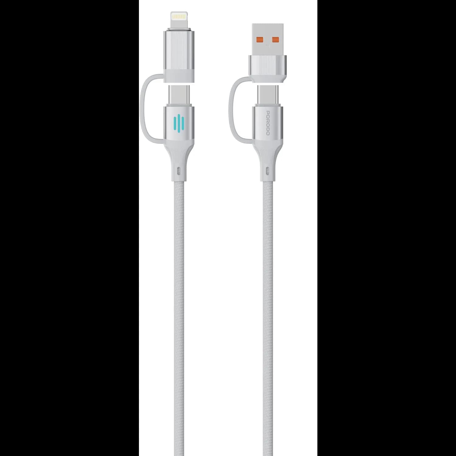 Porodo Charging Cable - 4-in-1 240W, Silver — Silver 1 Porodo Charging Cable - 4-in-1 240W, Silver — Silver 1