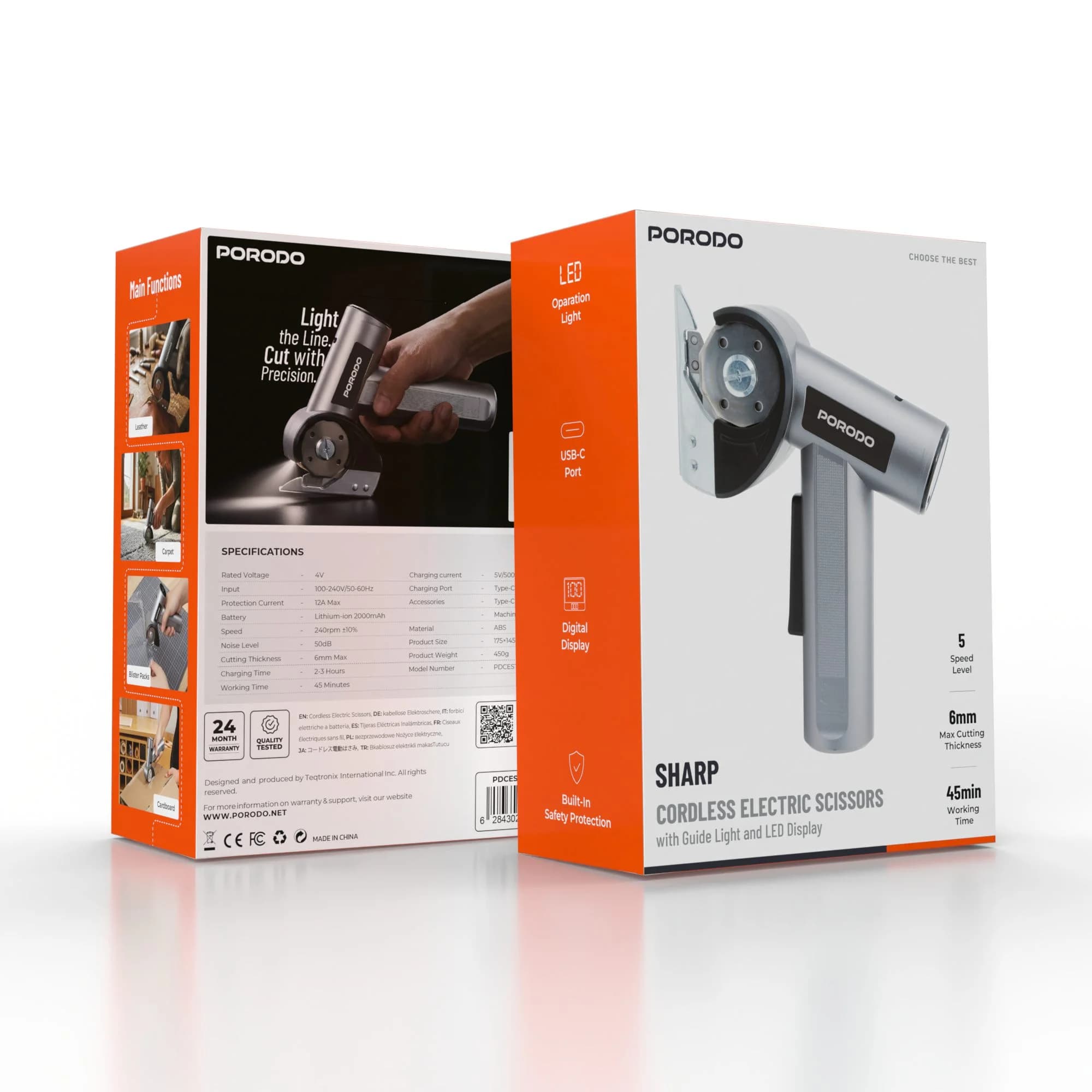 Porodo Cordless Electric Scissors PDCESTY008GY - Guide Light, Grey 3
