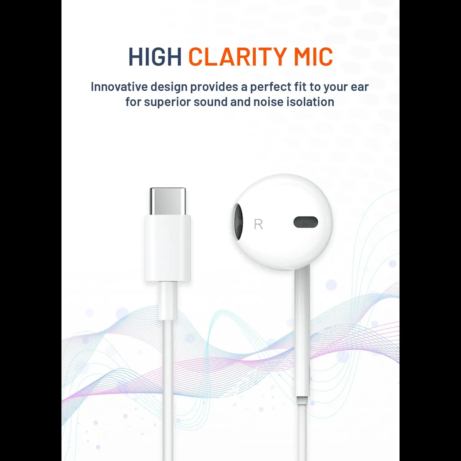 Soundtec By Porodo Earphone - Mono Type-C, White — Black 4