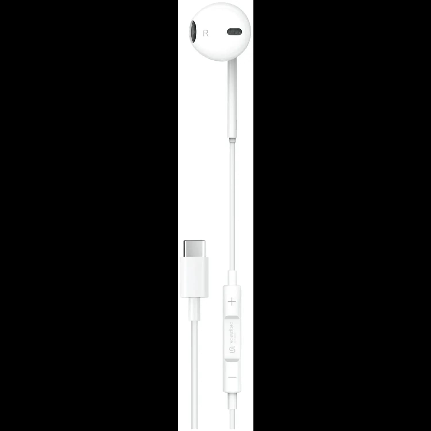 Soundtec By Porodo Earphone - Mono Type-C, White — Black 2