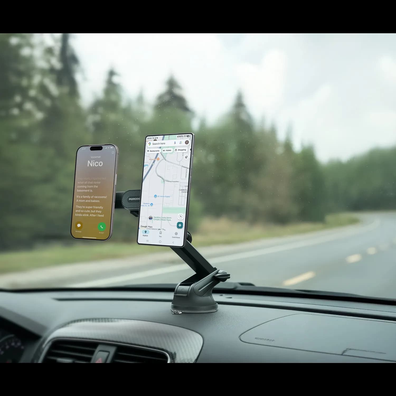 Porodo Car Phone Mount DAX-L - Dual, Magsafe Compatible, Black 3
