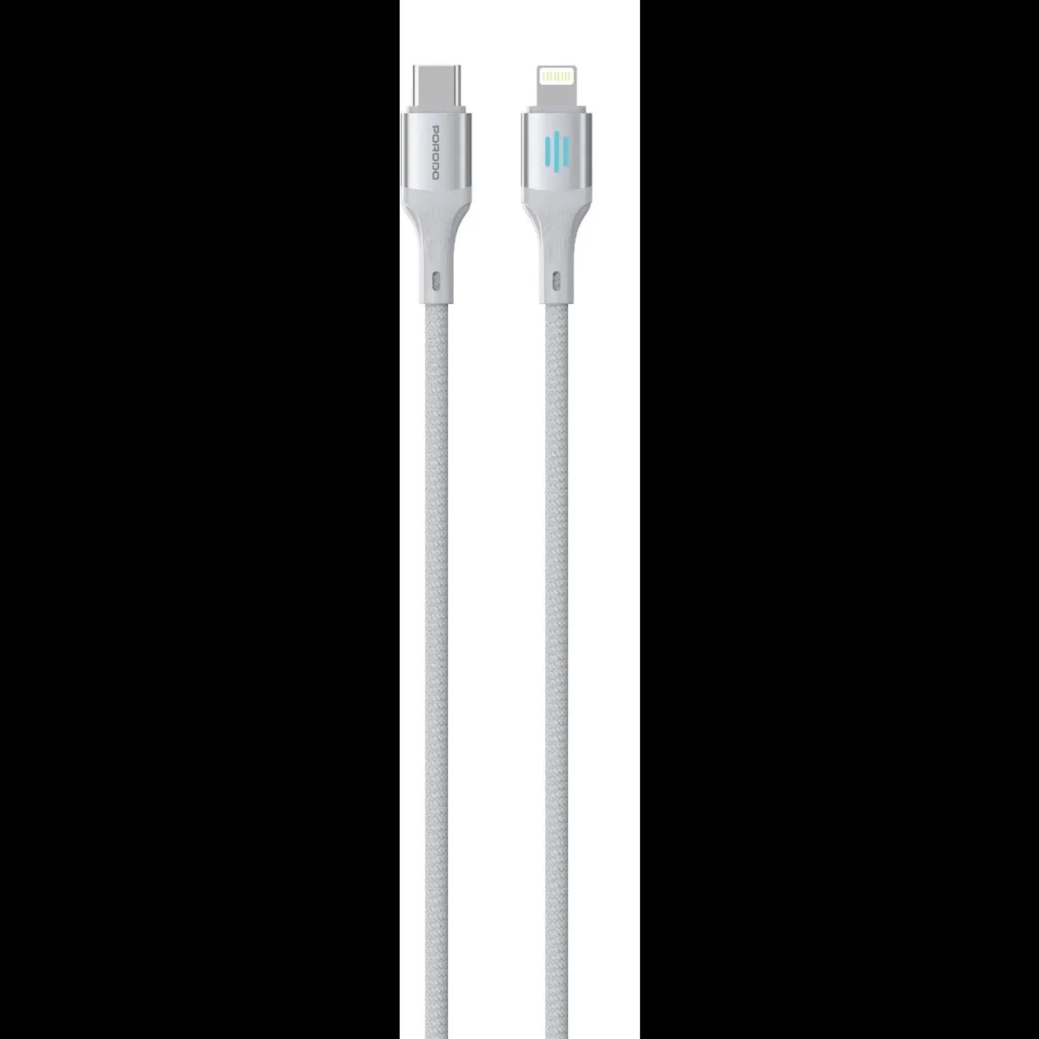 Porodo USB-C to Lightning Cable - 27W PD, Gray — Silver 1 Porodo USB-C to Lightning Cable - 27W PD, Gray — Silver 1