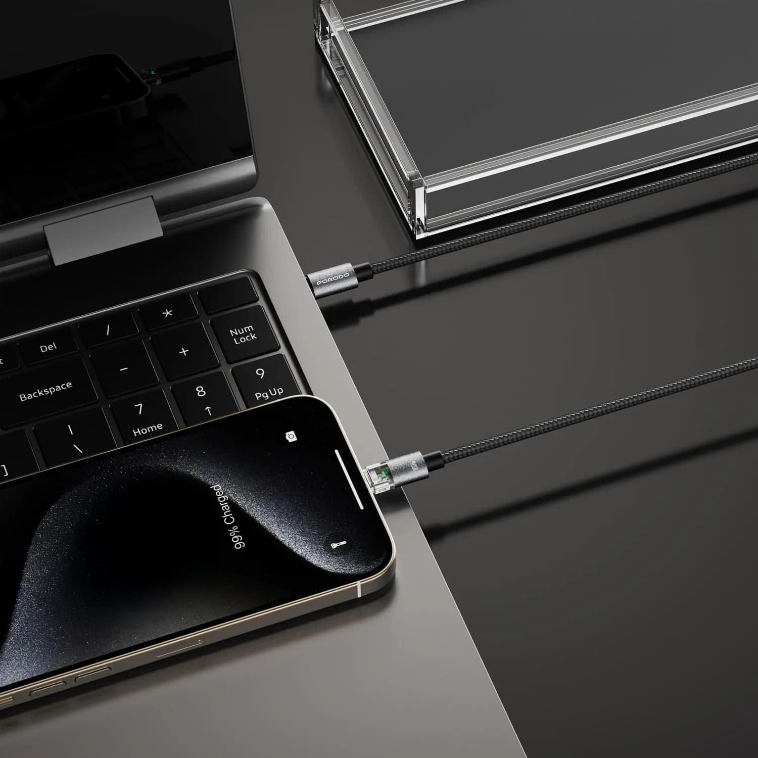 Porodo USB-C Cable - 100W PD, Braided Black 2