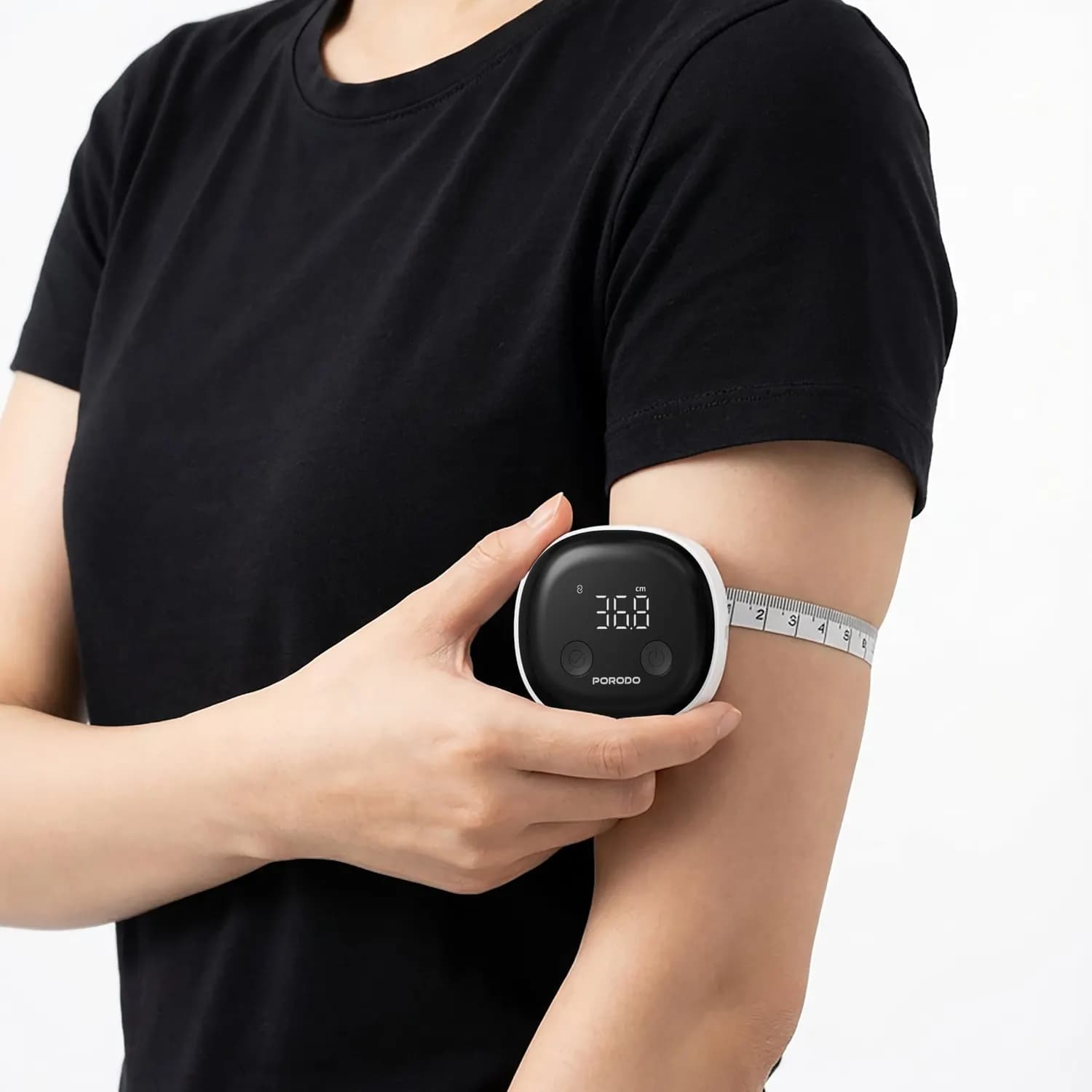 Porodo Smart Body Tape Measure - Bluetooth, USB-C Rechargeable, White 2