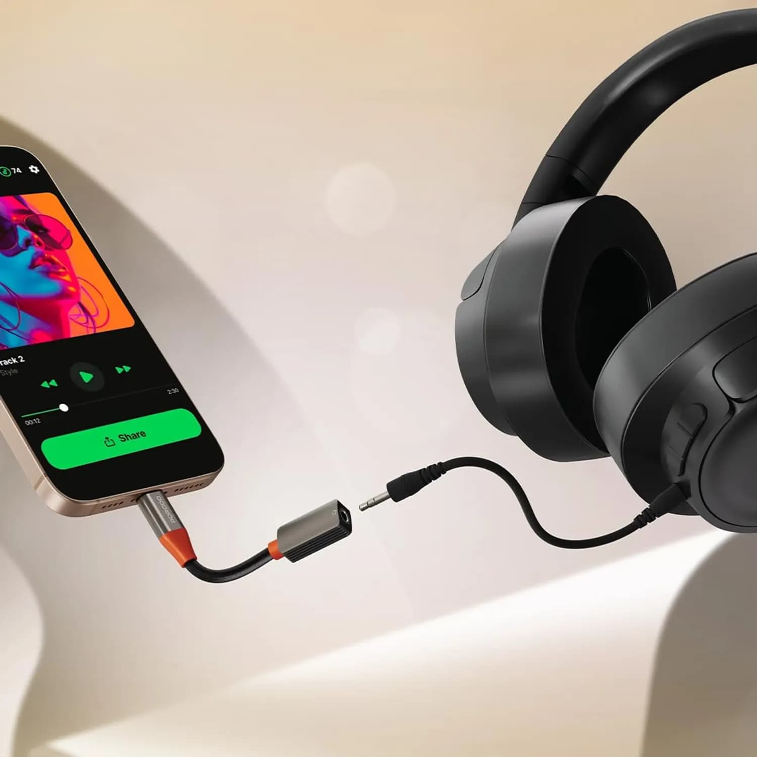 Porodo AudioLink - USB-C to 3.5mm Adapter, Black 2