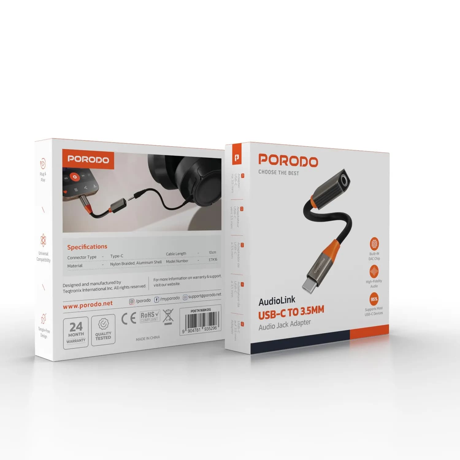 Porodo AudioLink - USB-C to 3.5mm Adapter, Black 5