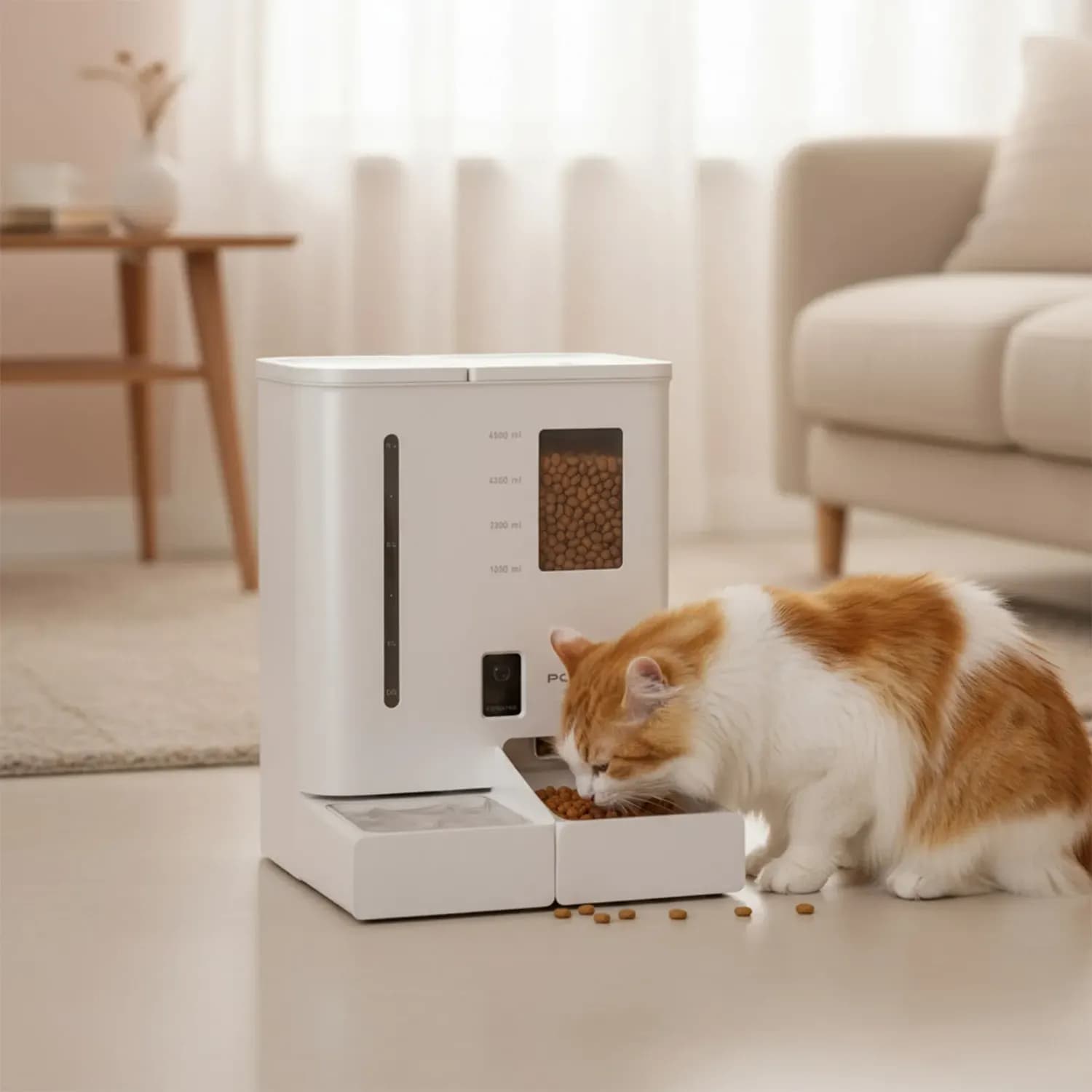 Porodo Petmate Automatic Feeder - Wi-Fi, 5L Food & 4L Water, White 2