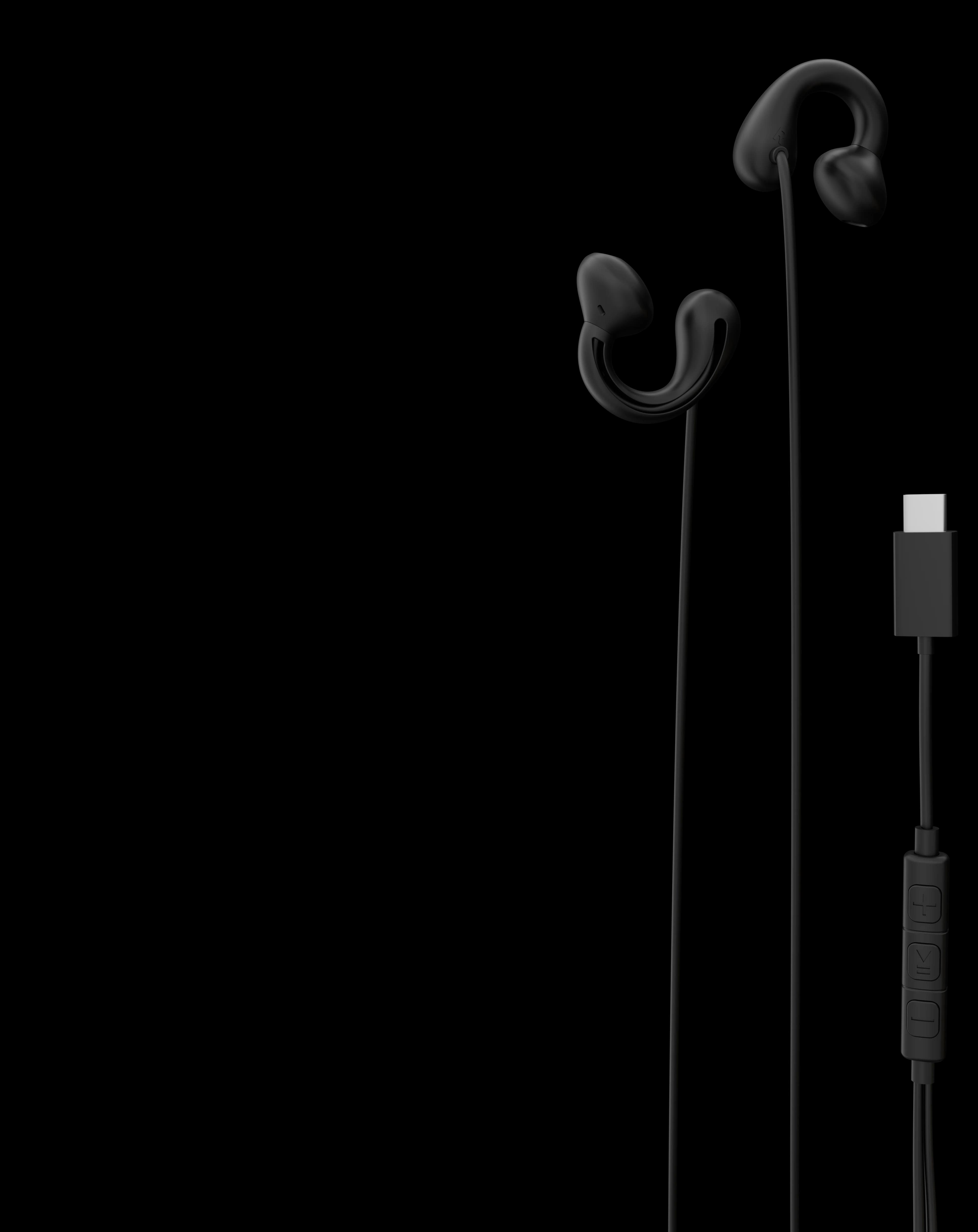 Porodo Voxes Clip-On Wired Earphones with USB-C Connector - Black 4