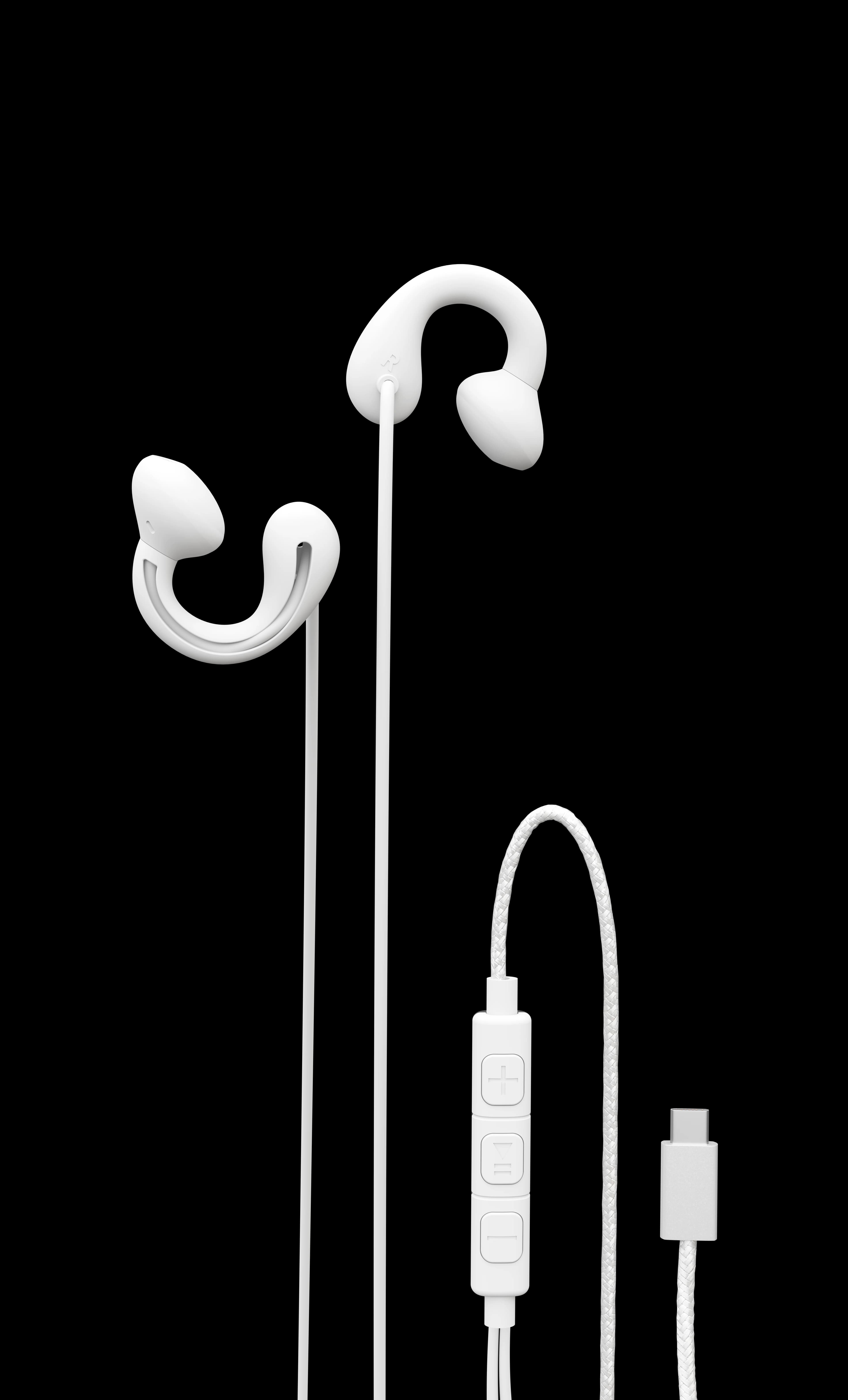 Porodo Earphones Voxes PDFM3346CWH - Clip-On Wired, White — Black 5