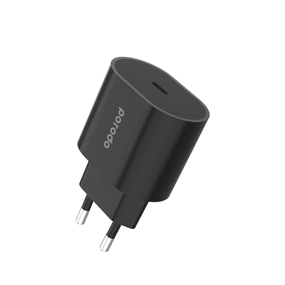 Porodo 20W Single C Port PD Charger EU - Black 3