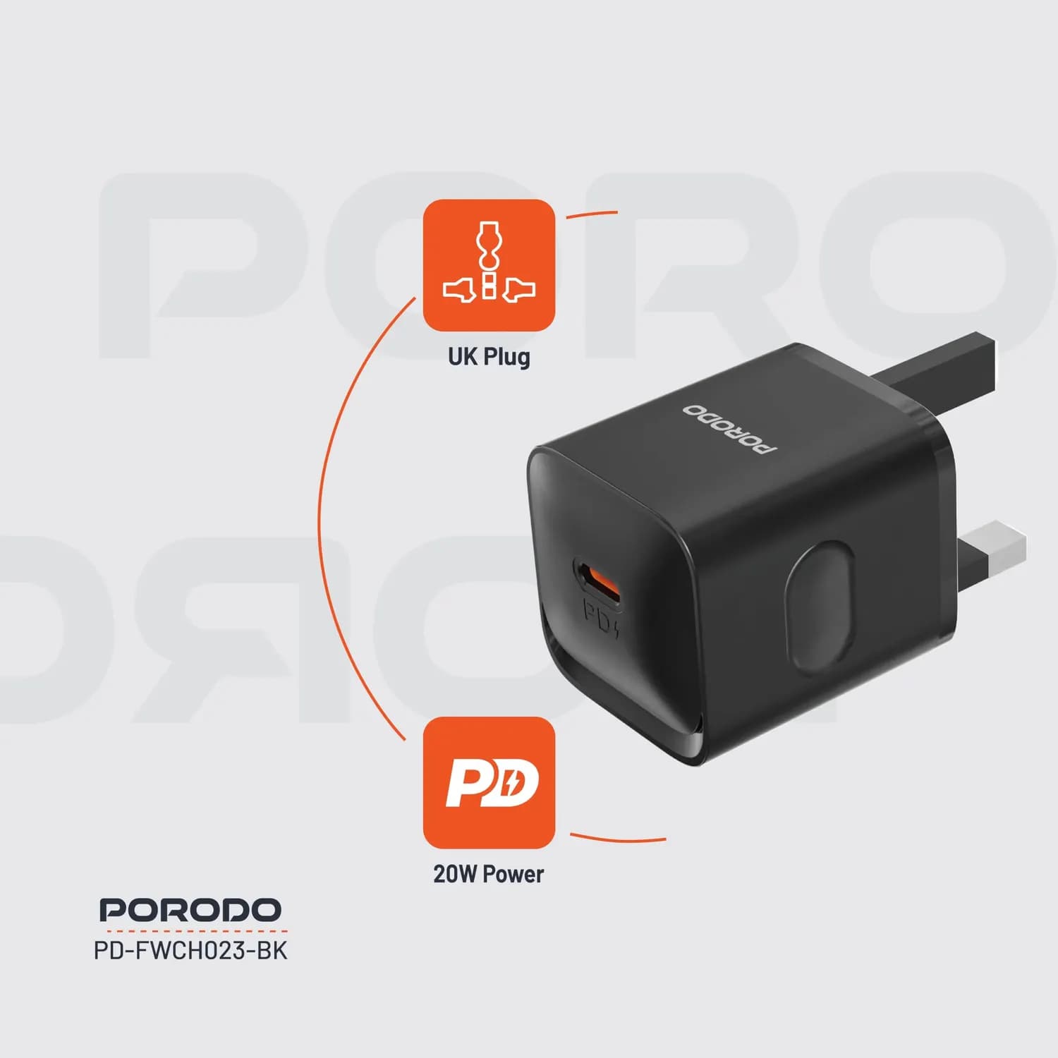 Porodo Charger PD20W - UK Plug, Black 4