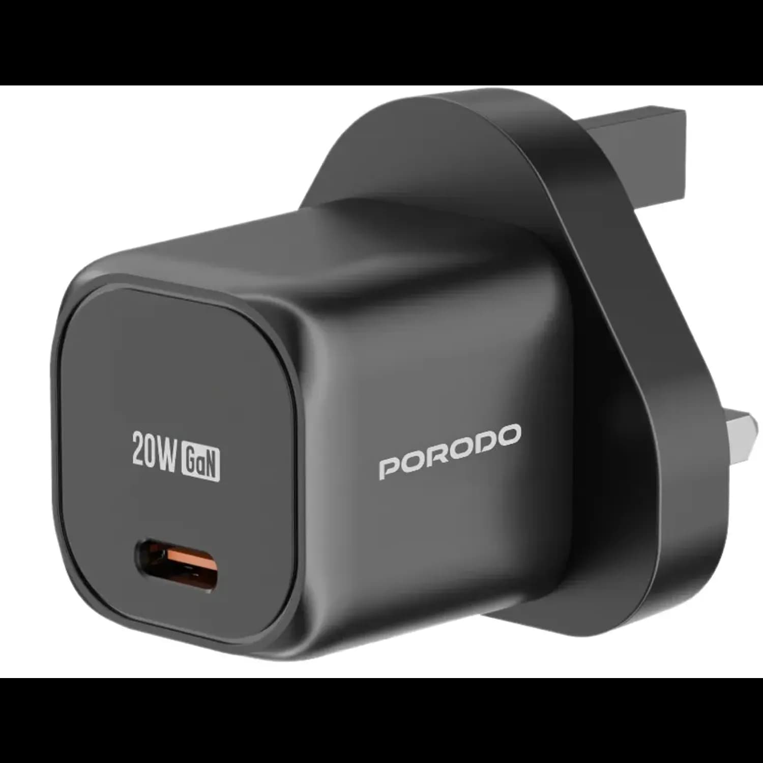 Porodo Fast Charger PD 20W - UK Plug, Black 3