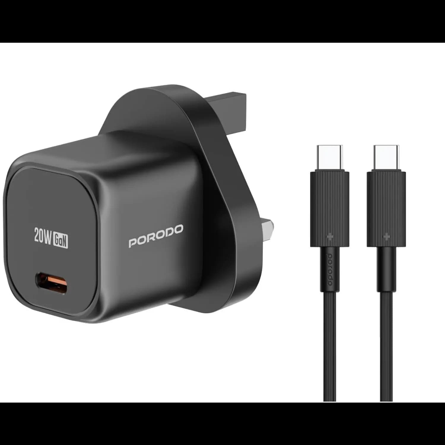 Porodo Charger PD 20W GaN - Single Type-C, Fast Charge 1
