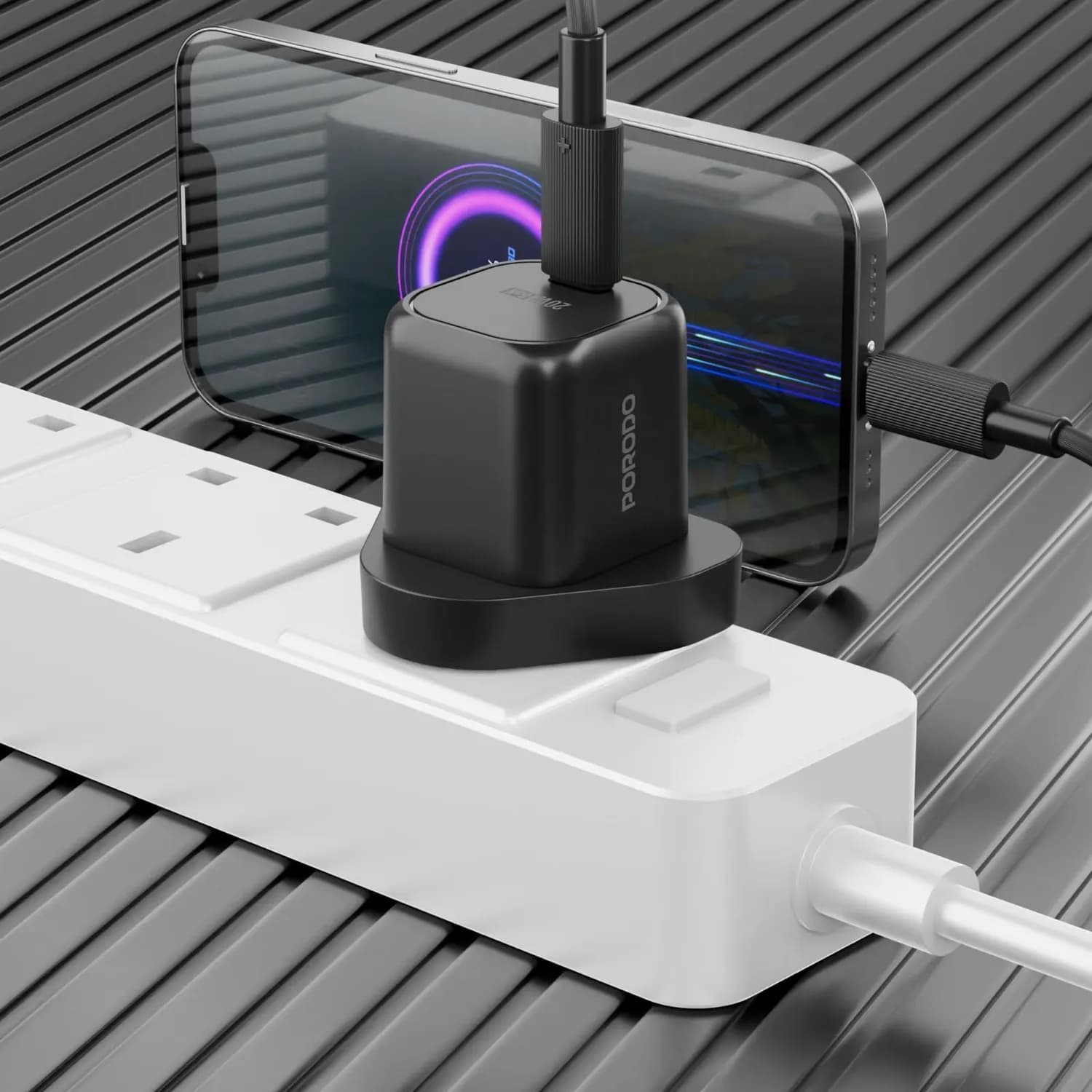 Porodo GaN Charger - 20W PD Fast Charge, Black 3