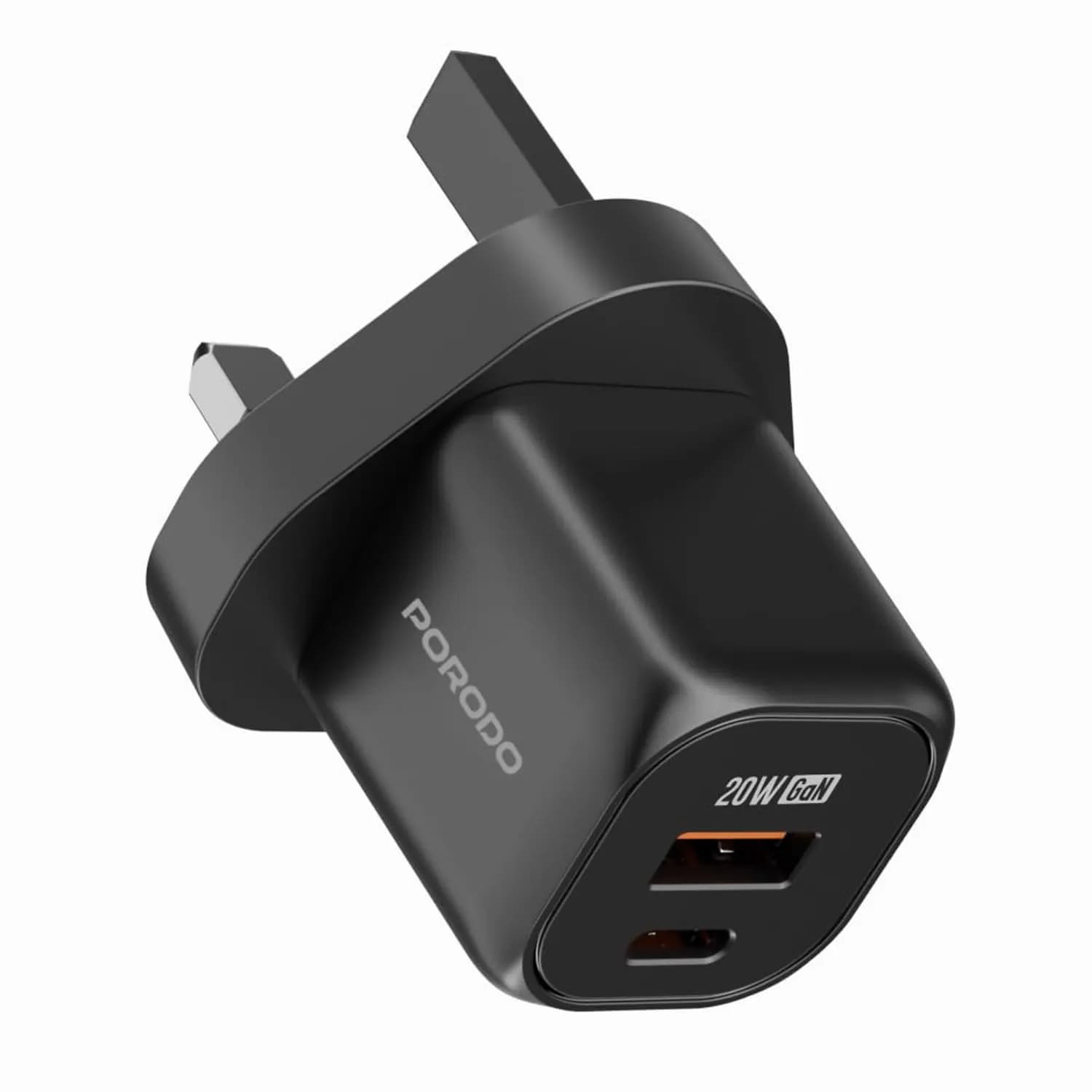 Porodo Fast Charger - 20W USB Q3.0 GaN, Black 5