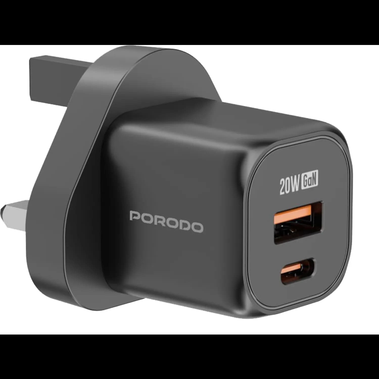 Porodo Fast Charger - 20W USB Q3.0 GaN, Black 1 Porodo Fast Charger - 20W USB Q3.0 GaN, Black 1