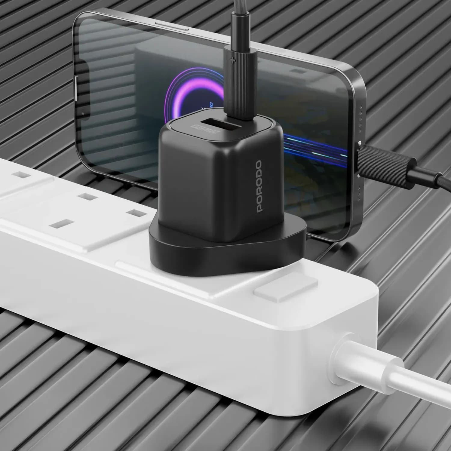 Porodo Fast Charger PD 20W USB-C & USB-A - GaN, Black 4