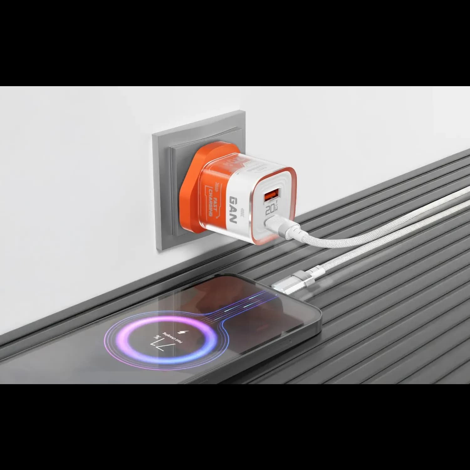 Porodo GaN Wall Charger - Crystal Shell, Orange 2