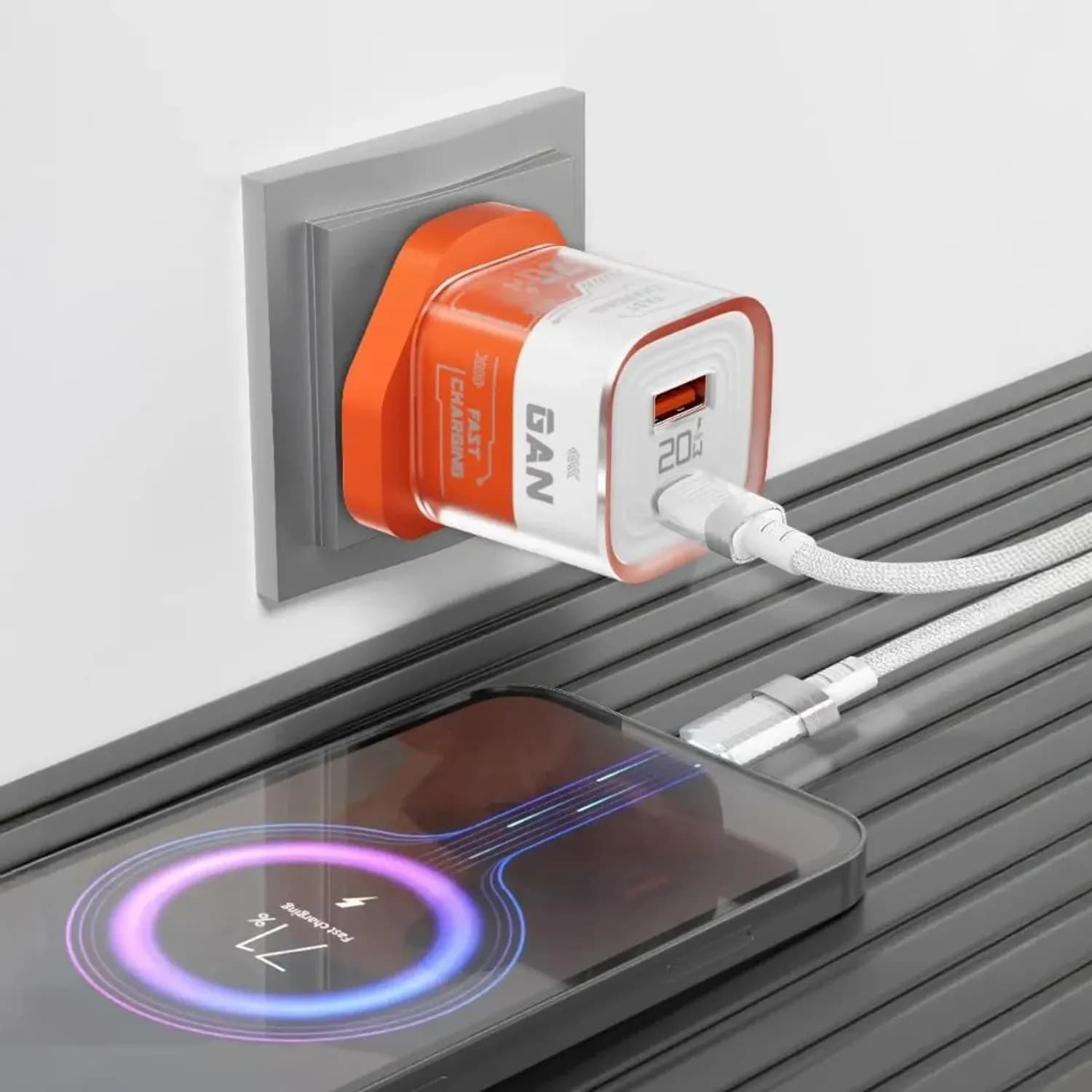Porodo Charger - GaN 20W PD & QC Fast Charge, Transparent 2