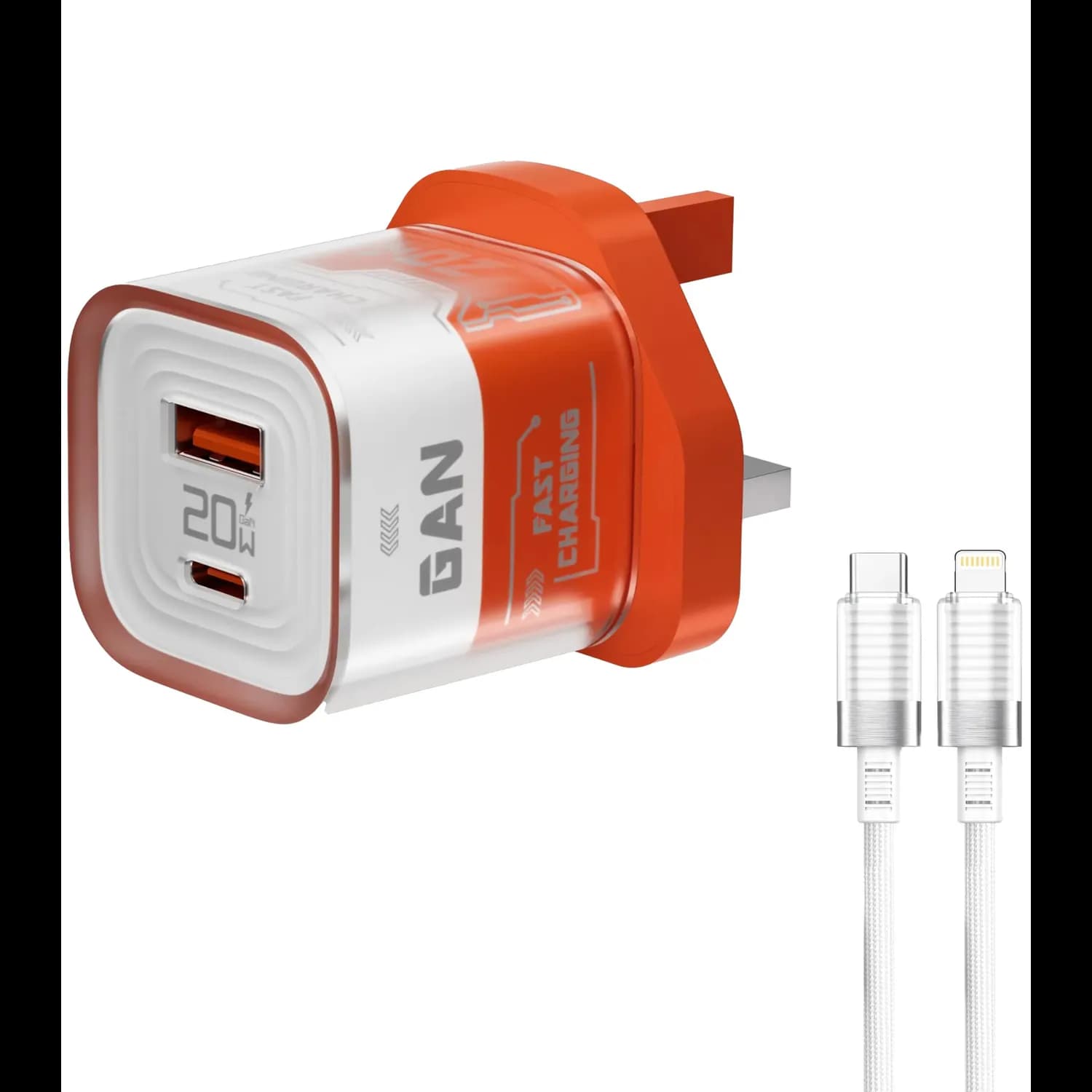 Porodo Charger - GaN 20W PD & QC Fast Charge, Transparent 1