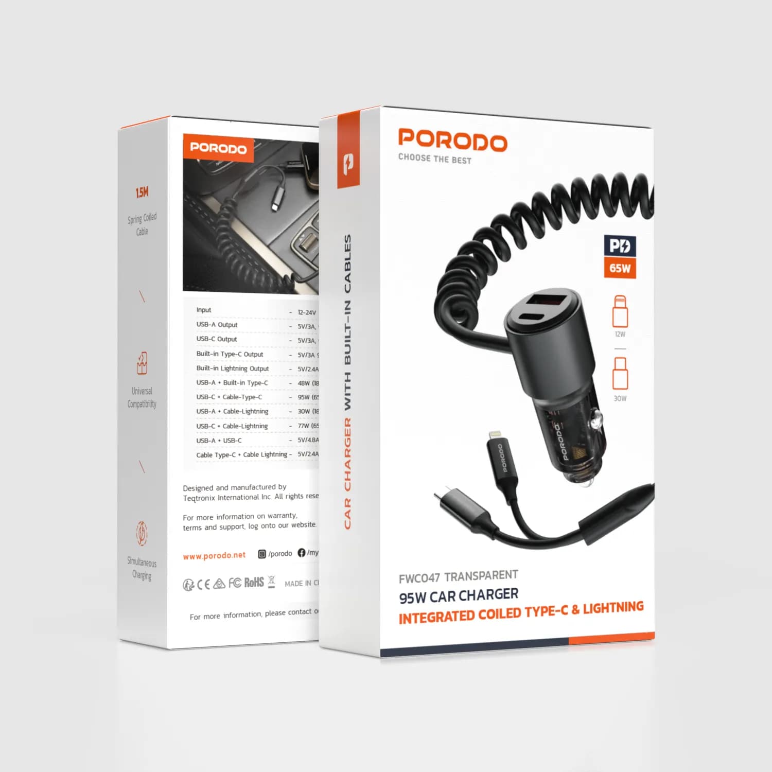 Porodo 95W Car Charger - Black 1 Porodo 95W Car Charger - Black 1