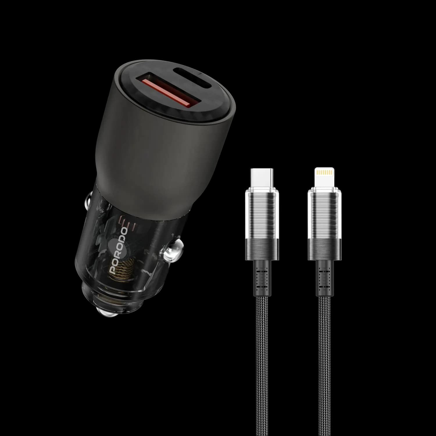 Porodo Car Charger - 95W PD + QC, Grey Transparent 1 Porodo Car Charger - 95W PD + QC, Grey Transparent 1