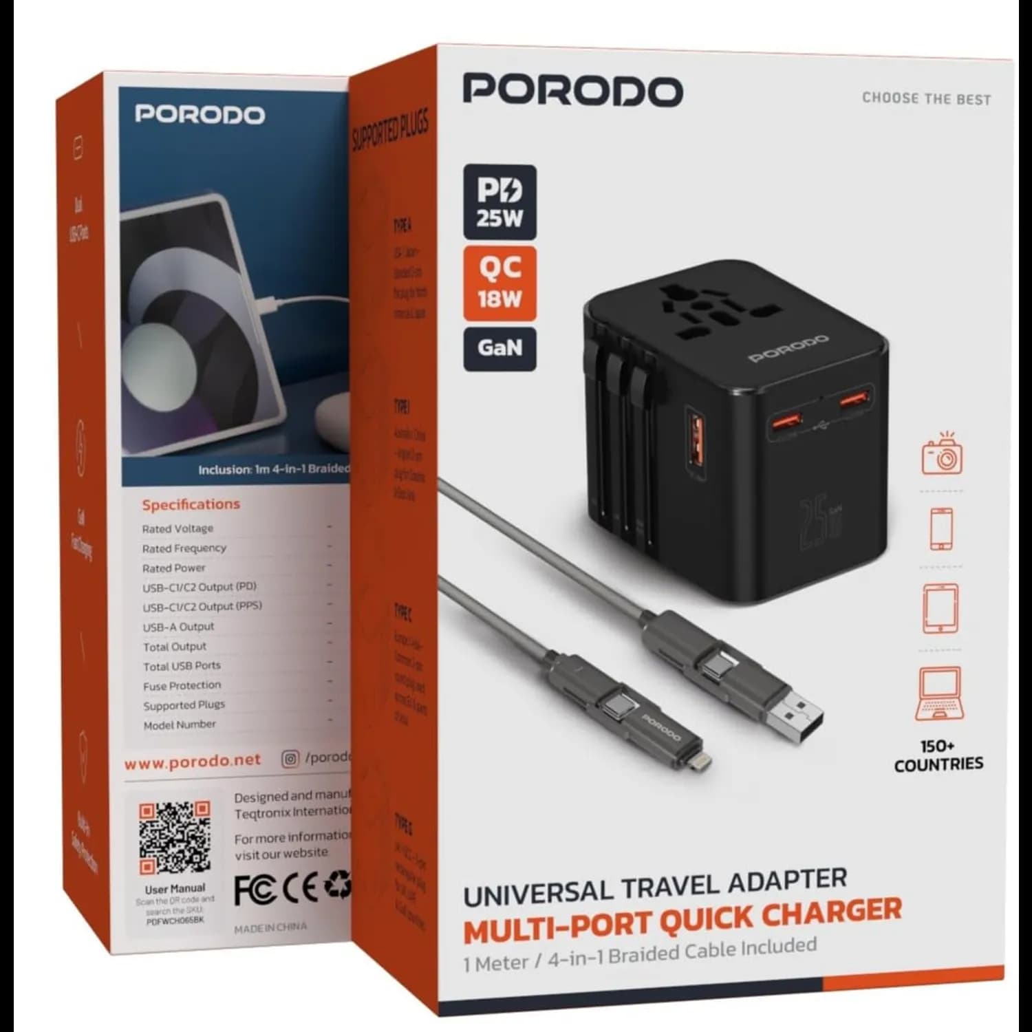Porodo Dual-Port Quick Charger - 3A, Black 4