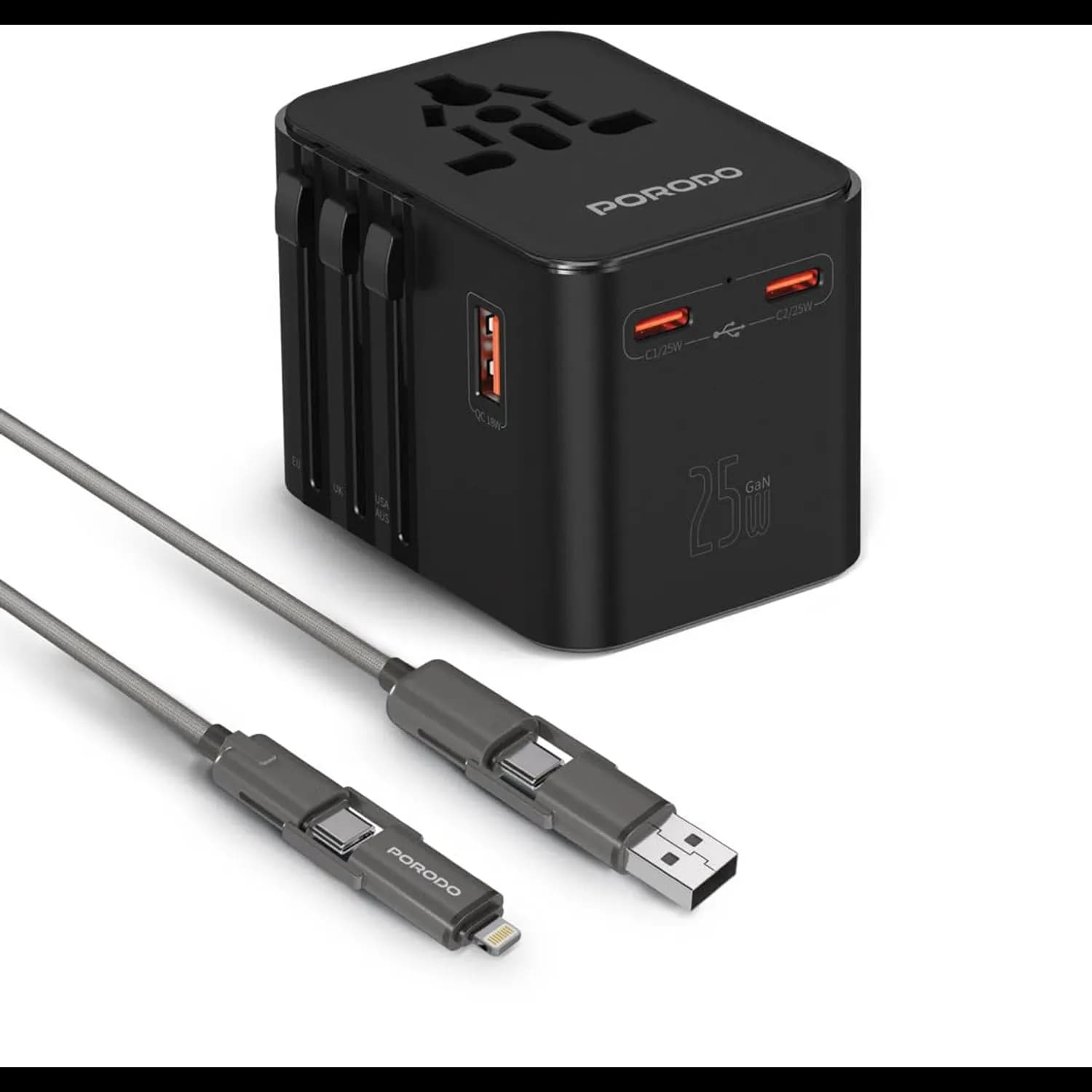 Porodo Dual-Port Quick Charger - 3A, Black 1 Porodo Dual-Port Quick Charger - 3A, Black 1