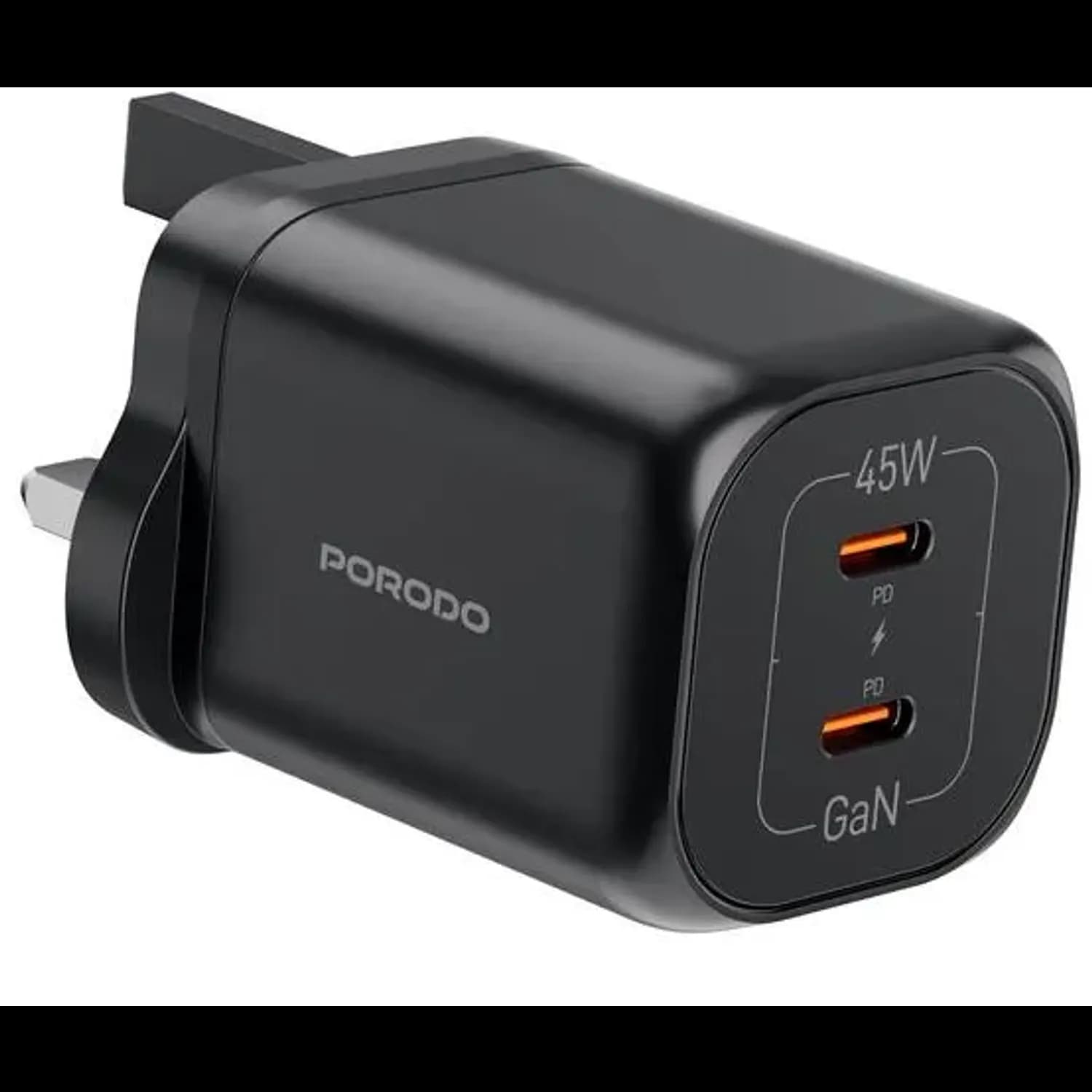 Porodo Dual USB-C Quick Charger - 45W, Black 1 Porodo Dual USB-C Quick Charger - 45W, Black 1