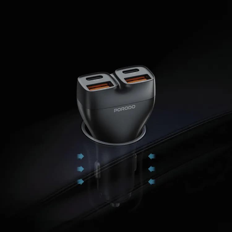 Porodo Car Charger & Audio Transmitter - 102W, USB-C to Lightning 3