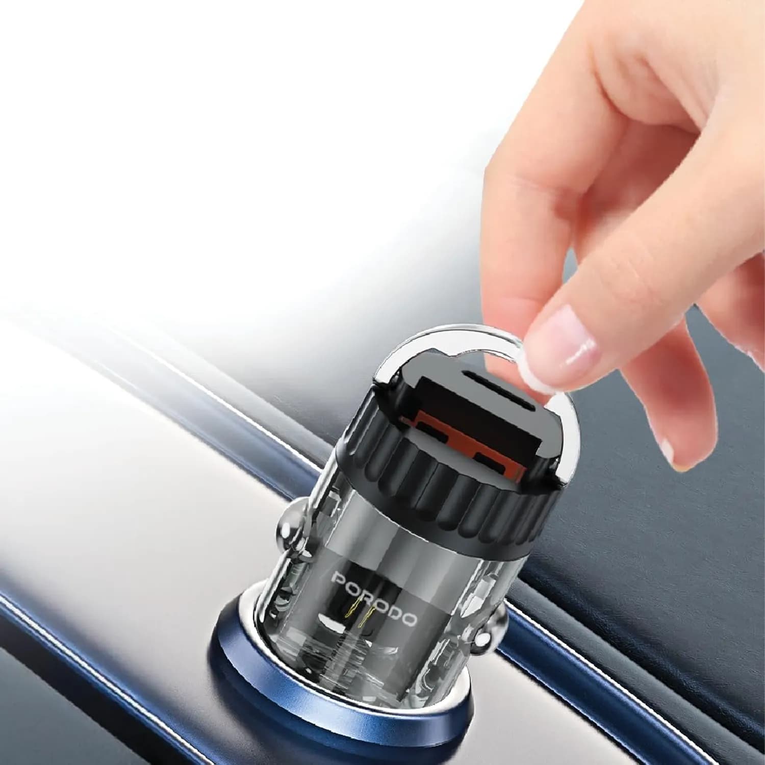 Porodo Car Charger - Dual Port 36W PD & 18W QC, Transparent 3