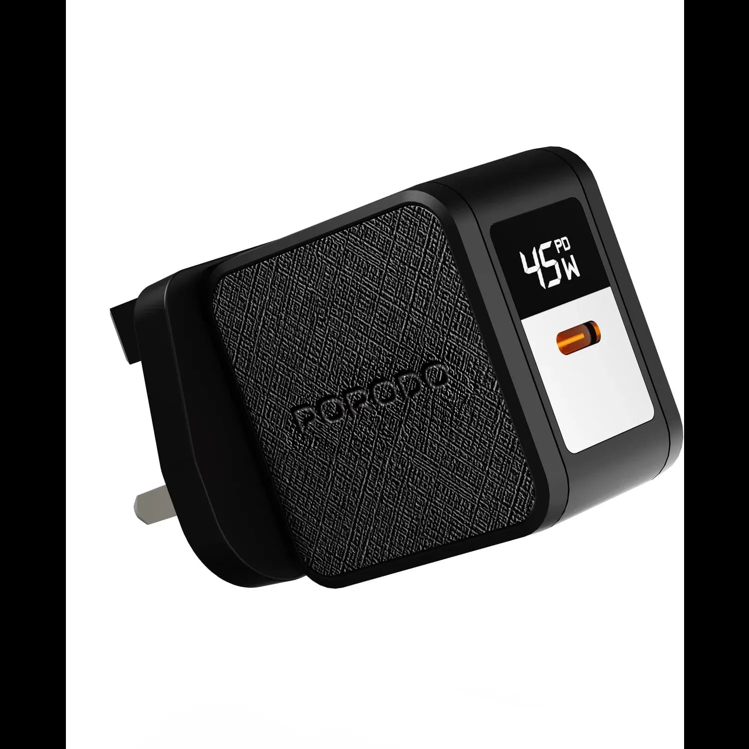 Porodo Wall Charger Quantum GaN 45W - USB-C, Digital Display, Black 4