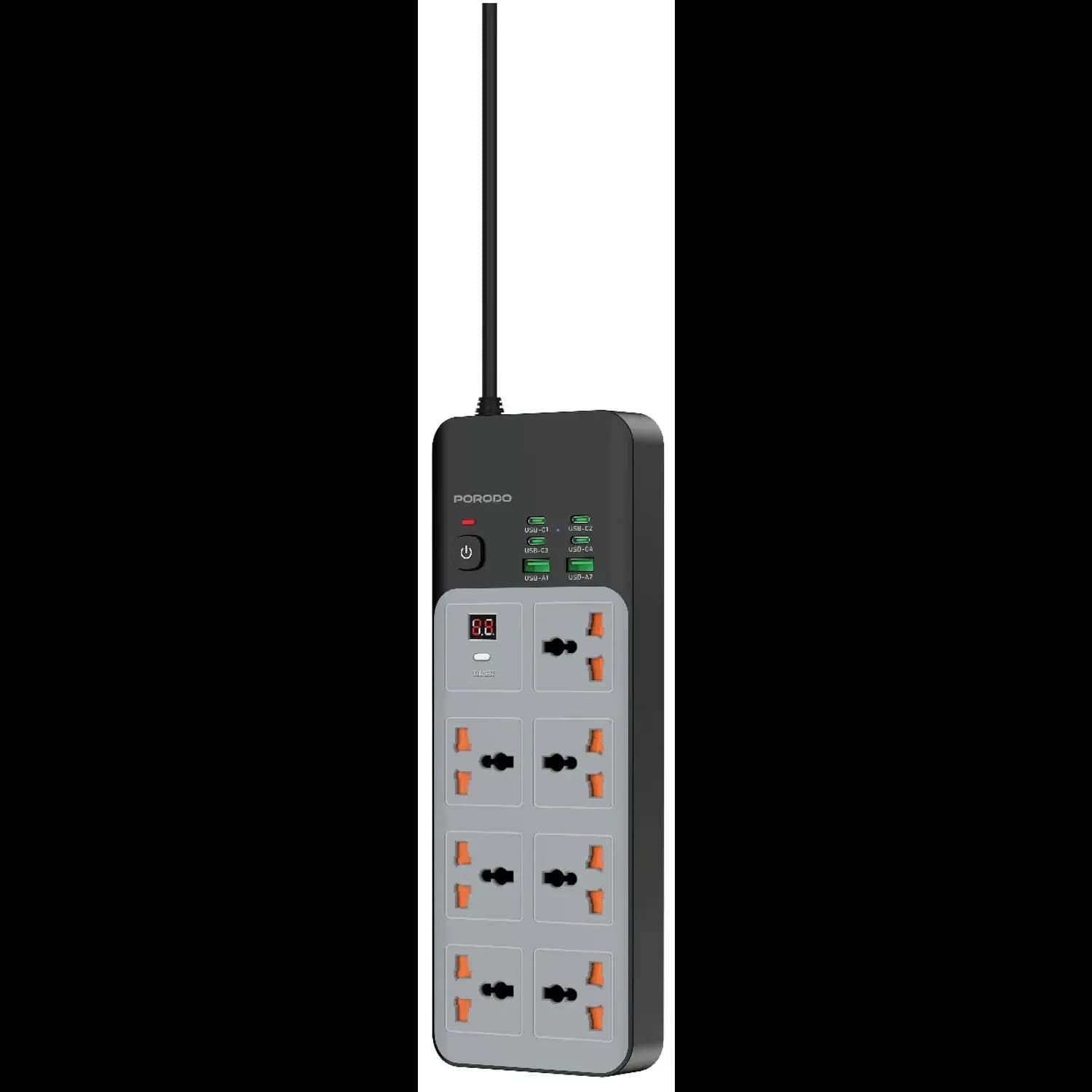 Porodo Power Strip - 7 AC Outlets, 6 USB Ports, Grey 1 Porodo Power Strip - 7 AC Outlets, 6 USB Ports, Grey 1