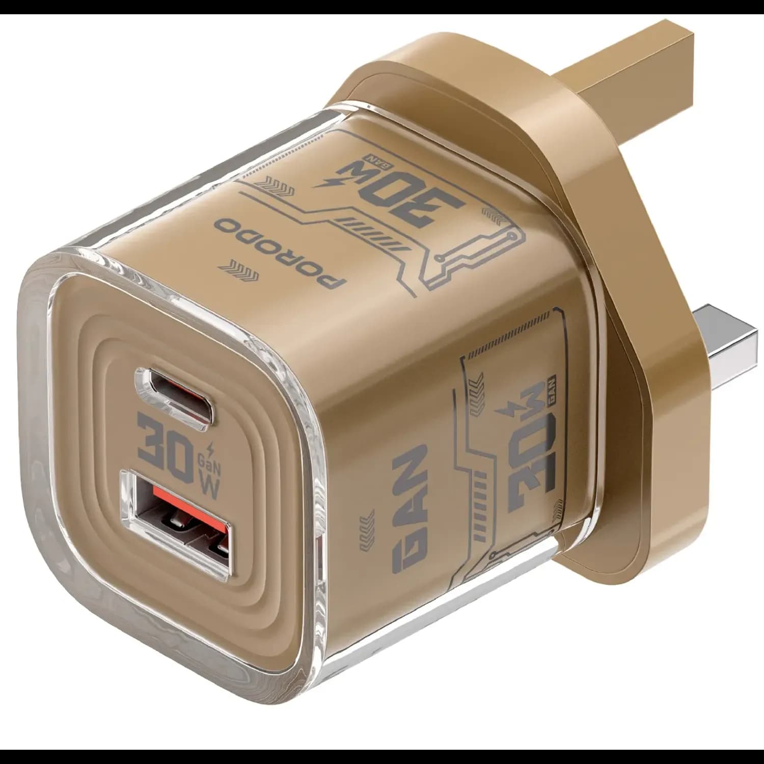Porodo Wall Charger - Dual-Port Fast Charging, Khaki 1 Porodo Wall Charger - Dual-Port Fast Charging, Khaki 1