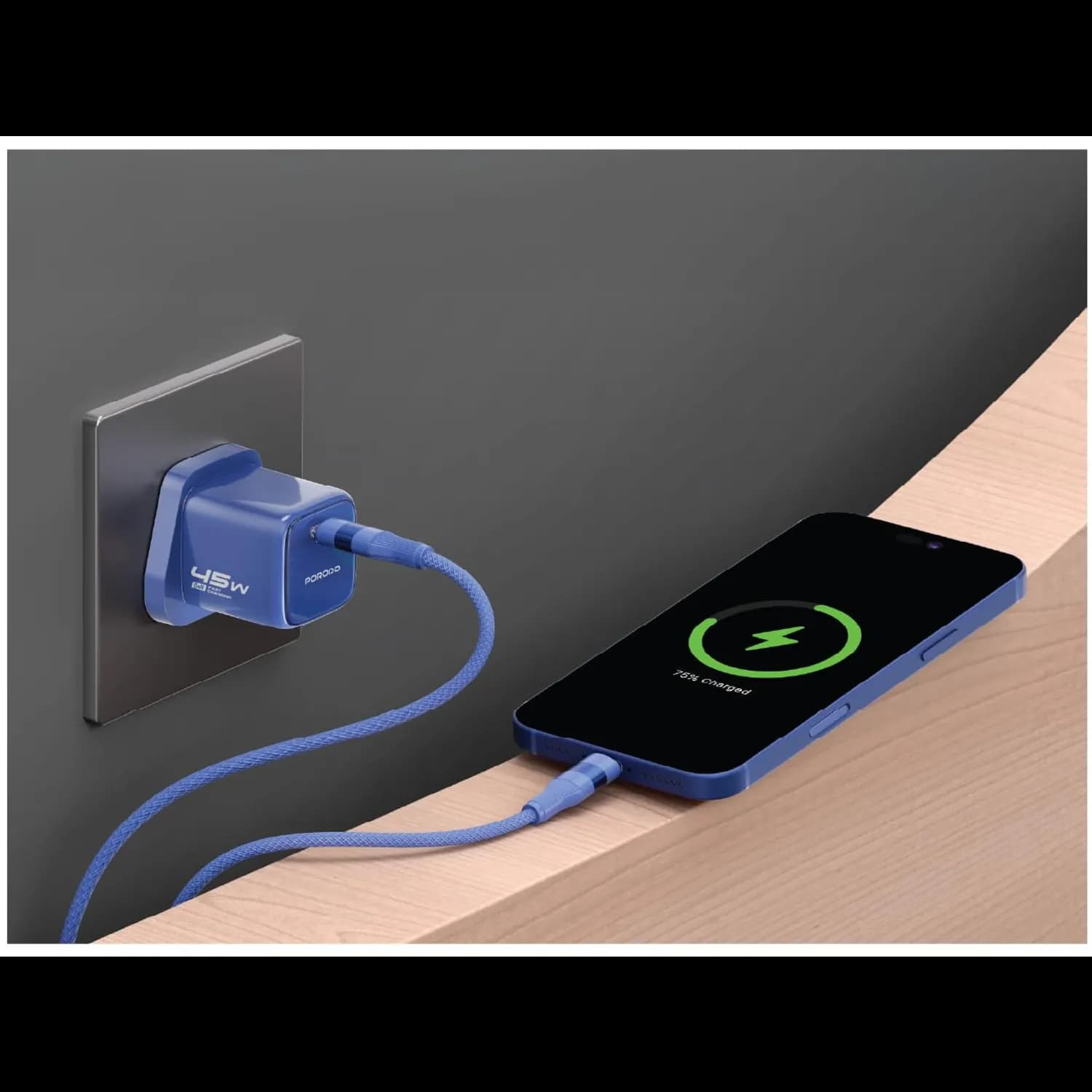 Porodo Charger Adapter - 30W Dual-Port GaN, Orange 2