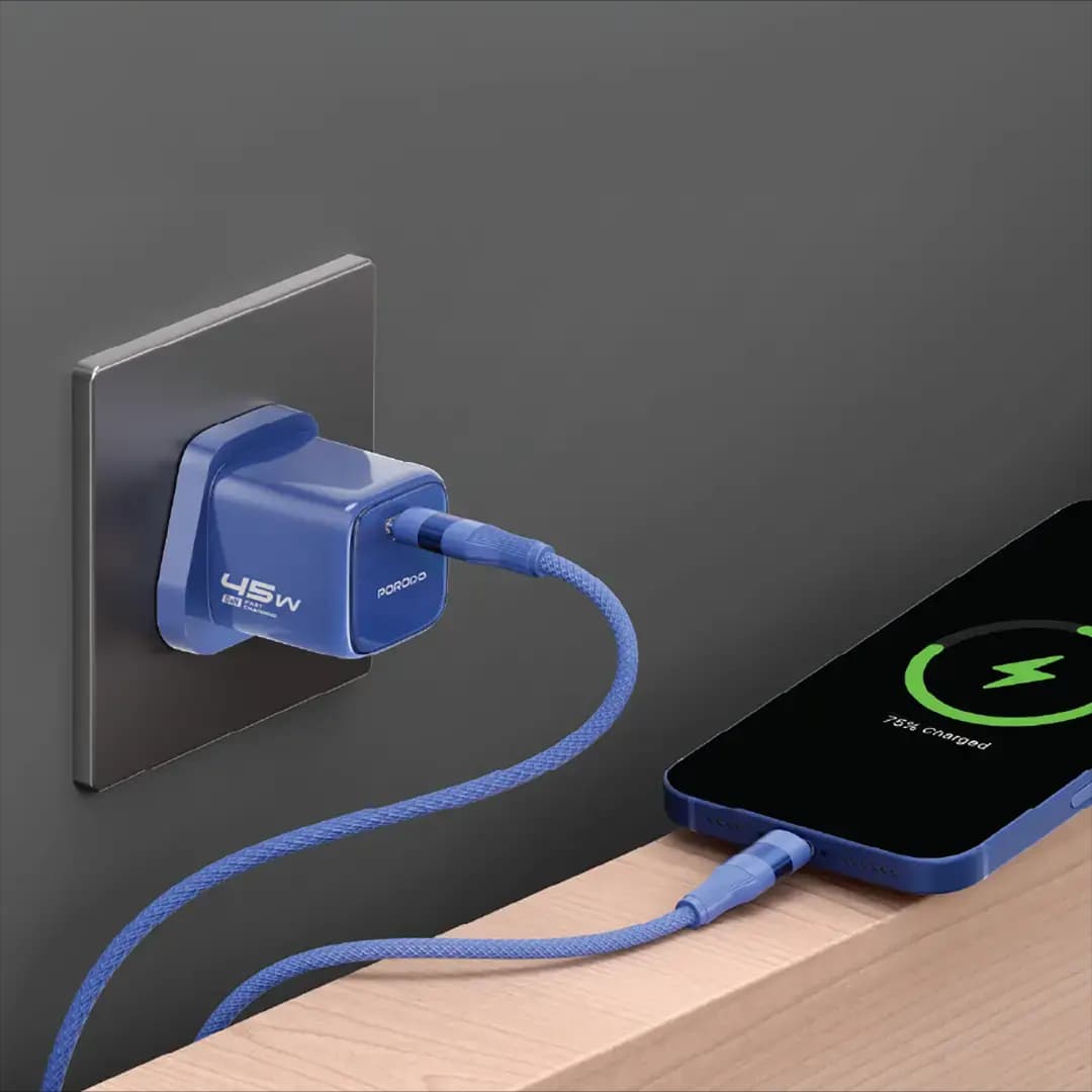 Porodo USB-C Wall Adaptor TEZORENZZA - 45W GaN — Orange 3