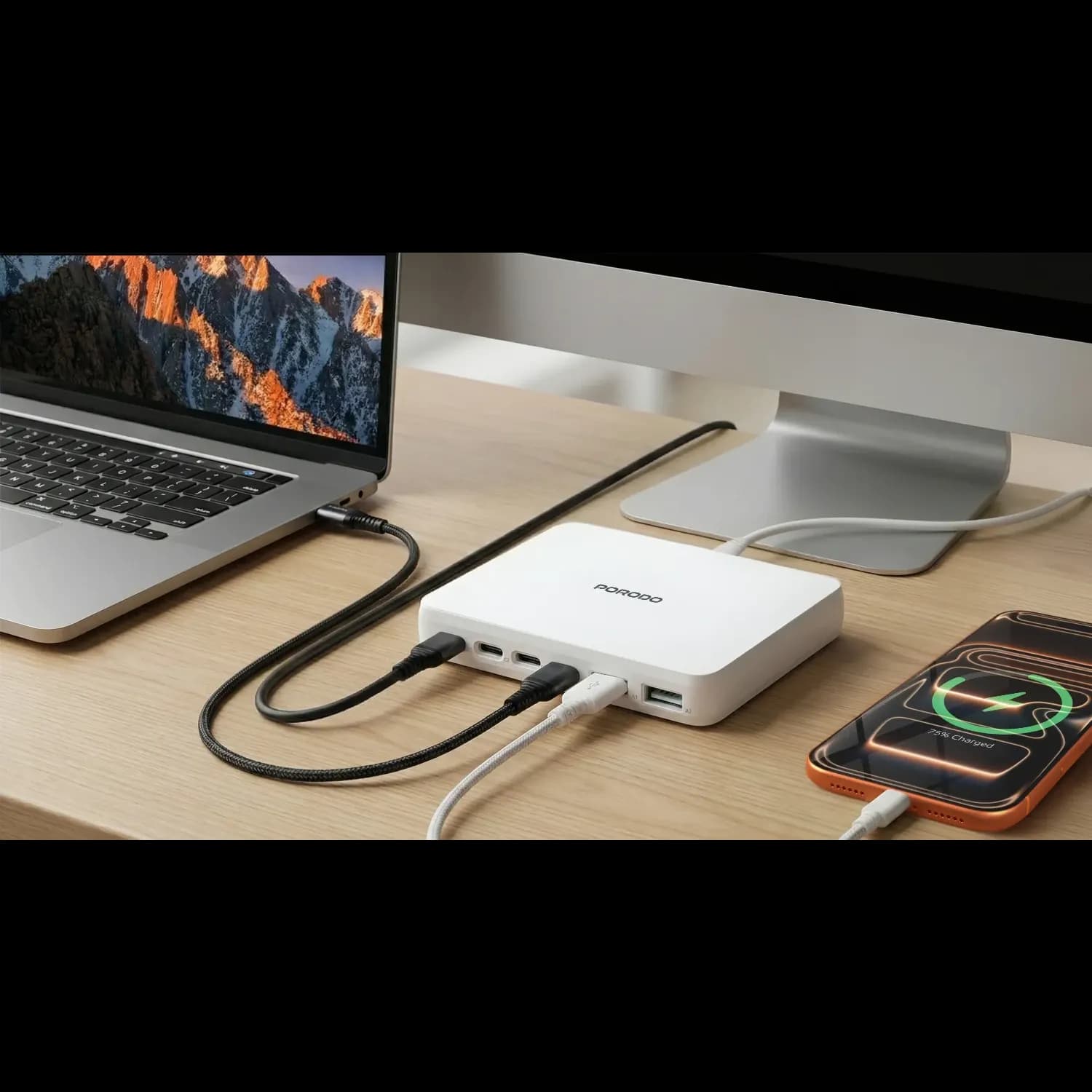 Porodo USB Multi-Port Fast Charger - 100W, White 2