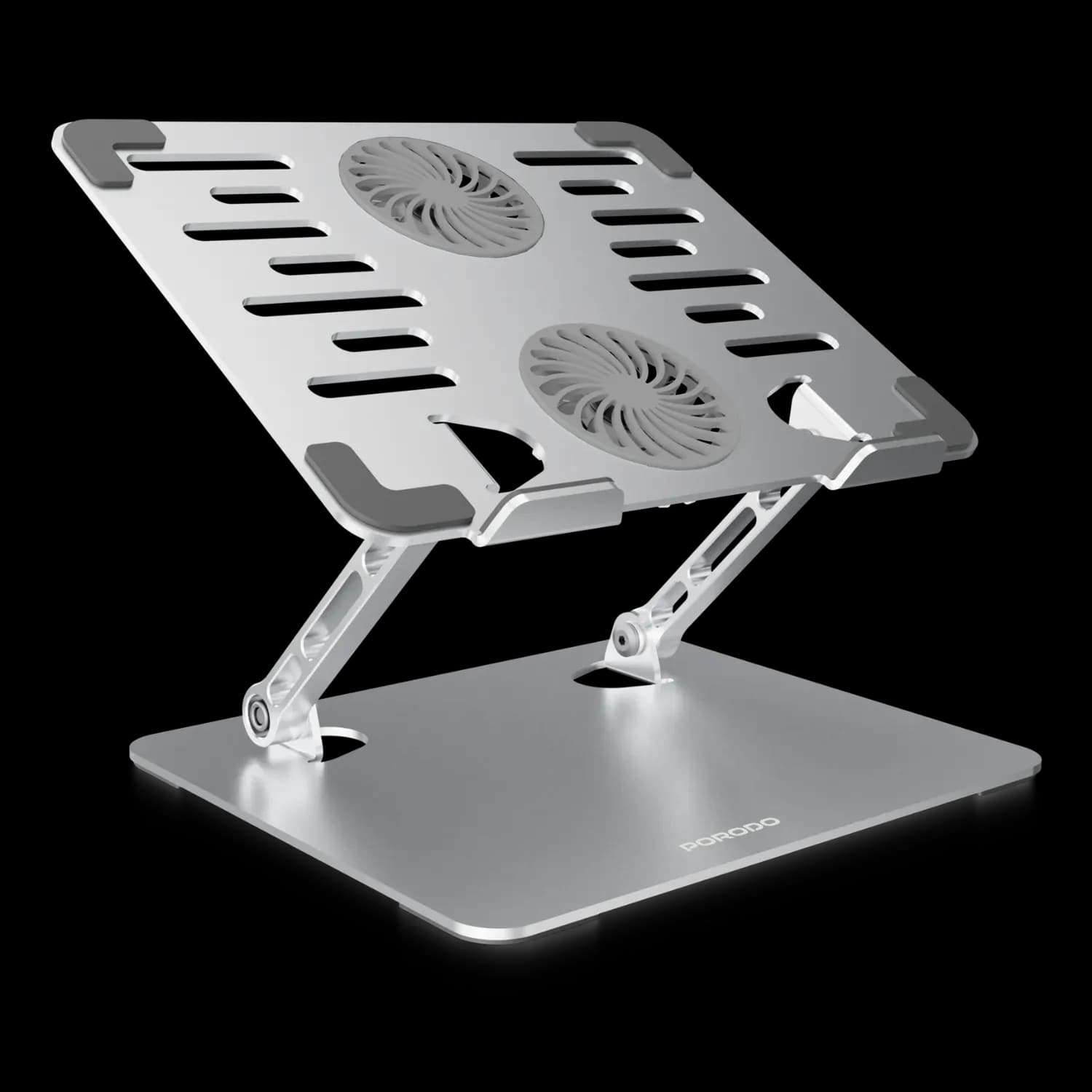 Porodo Laptop Stand - Cooling Fan, Adjustable Height, Silver 1 Porodo Laptop Stand - Cooling Fan, Adjustable Height, Silver 1