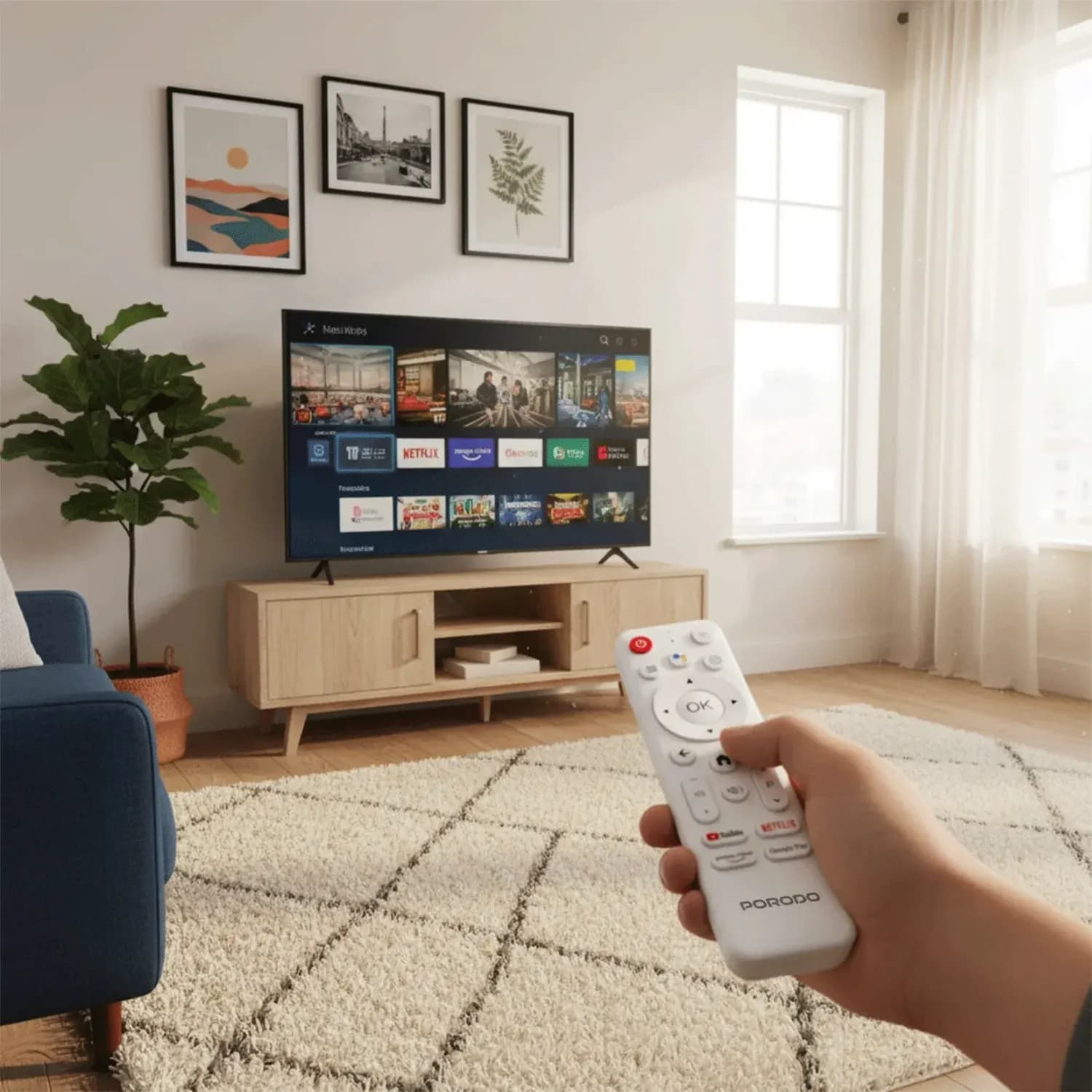 Porodo Streaming TV Stick - 4K Android 14, White 2