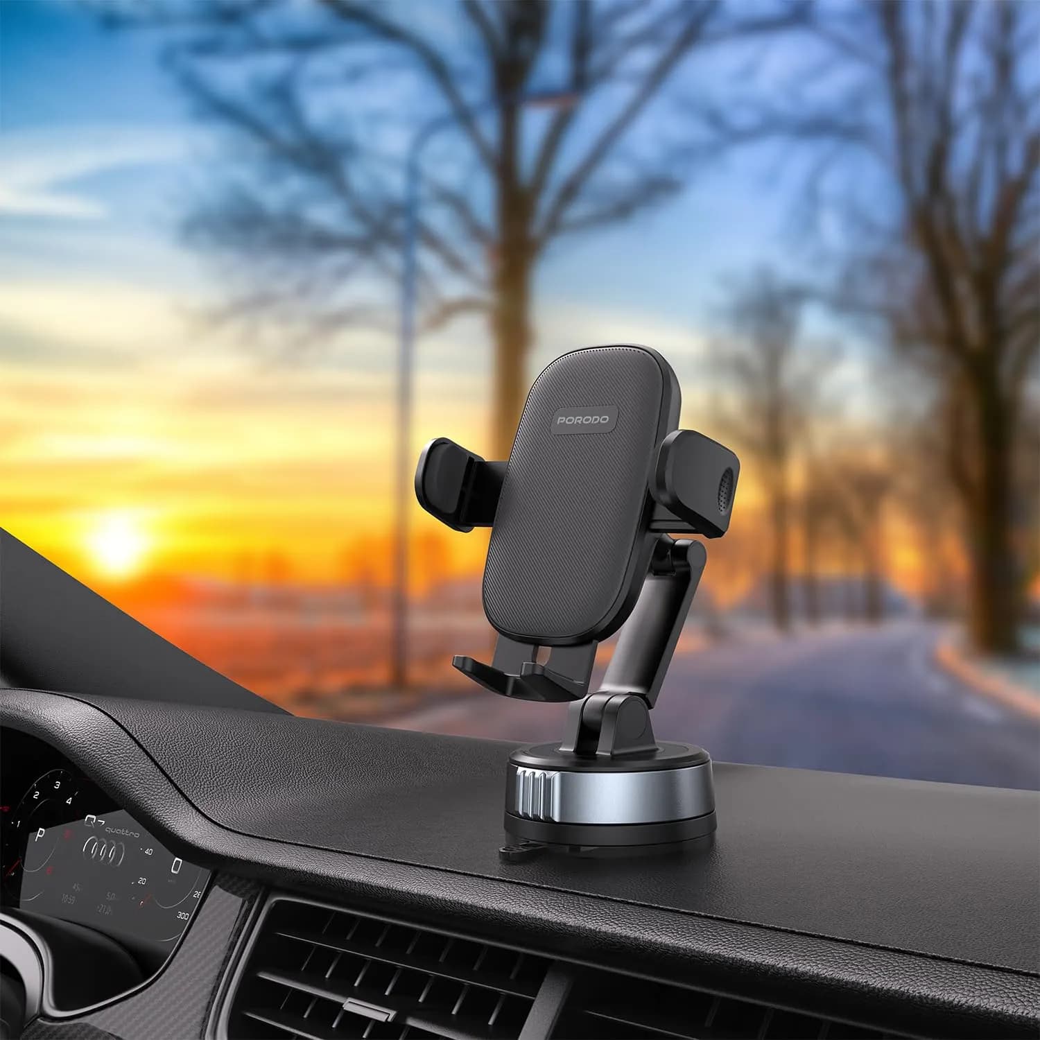 Porodo Phone Holder - Suction Mount, 4.7-6.8 inch, Black 2