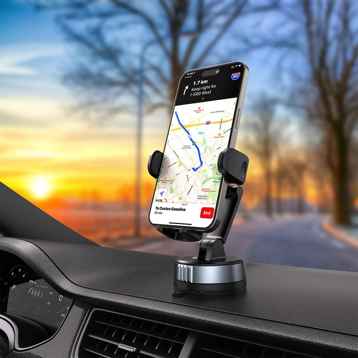 Porodo Phone Holder - Suction Mount, 4.7-6.8 inch, Black 3