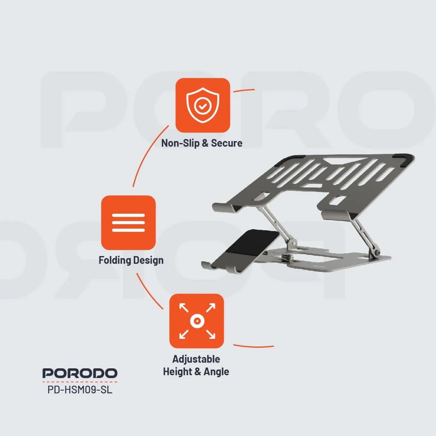 Porodo Multi-Device Stand PD-HSM09-SL - Adjustable, Silver 3