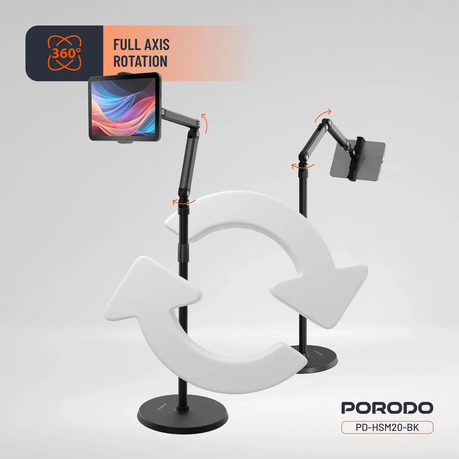 Porodo Floor Stand - Adjustable Height, Black 5