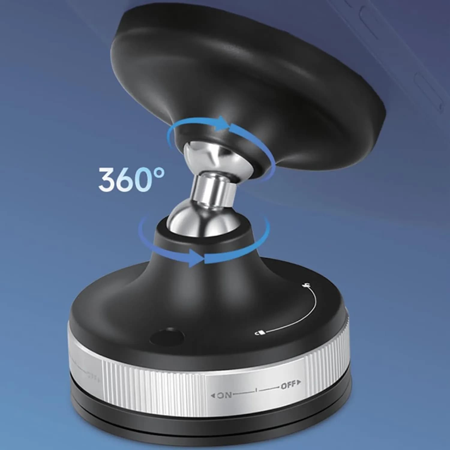 Porodo Magnetic Vacuum Mount - 360° Rotation, Black 4