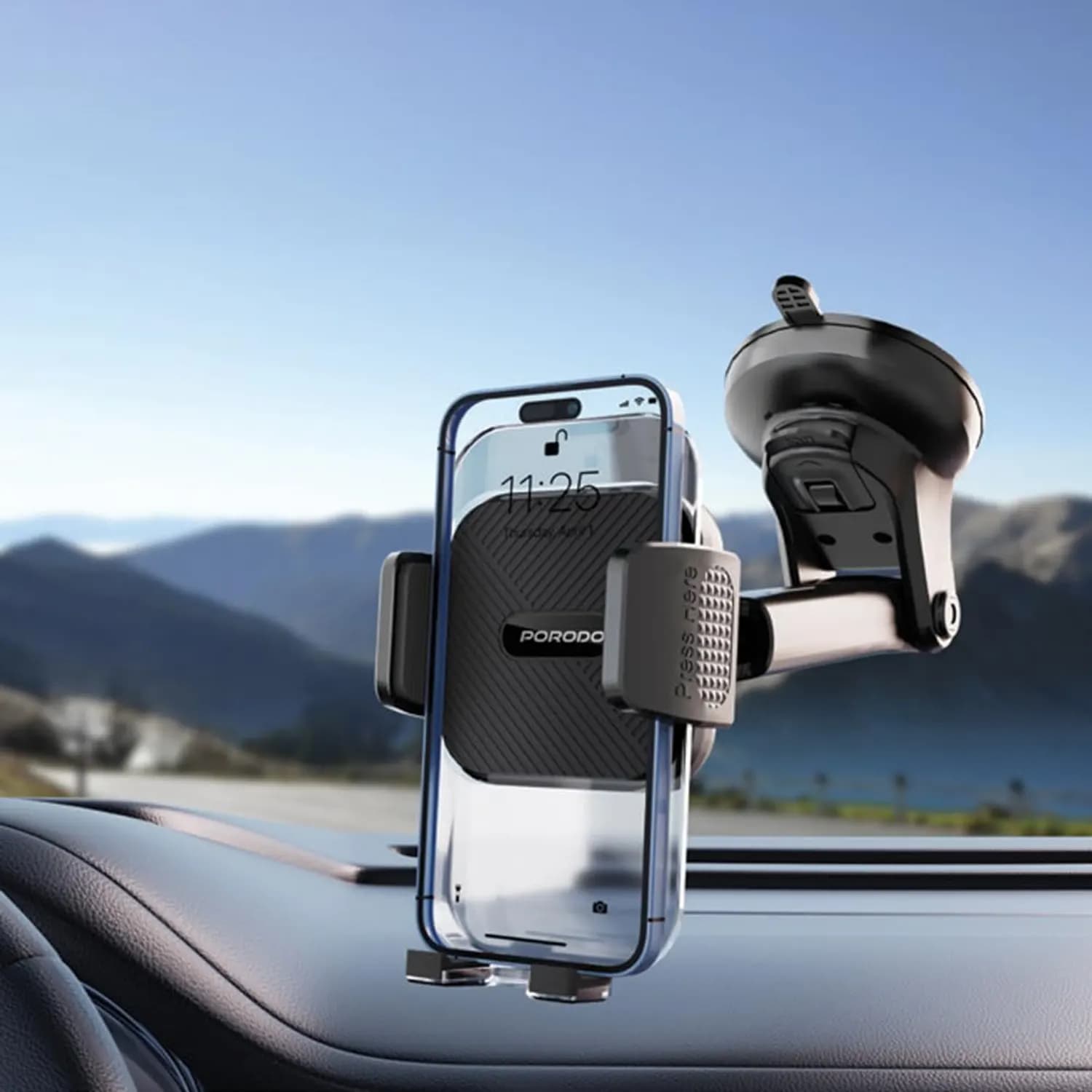 Porodo Magnetic Phone Holder - Dual Mount, Black 3