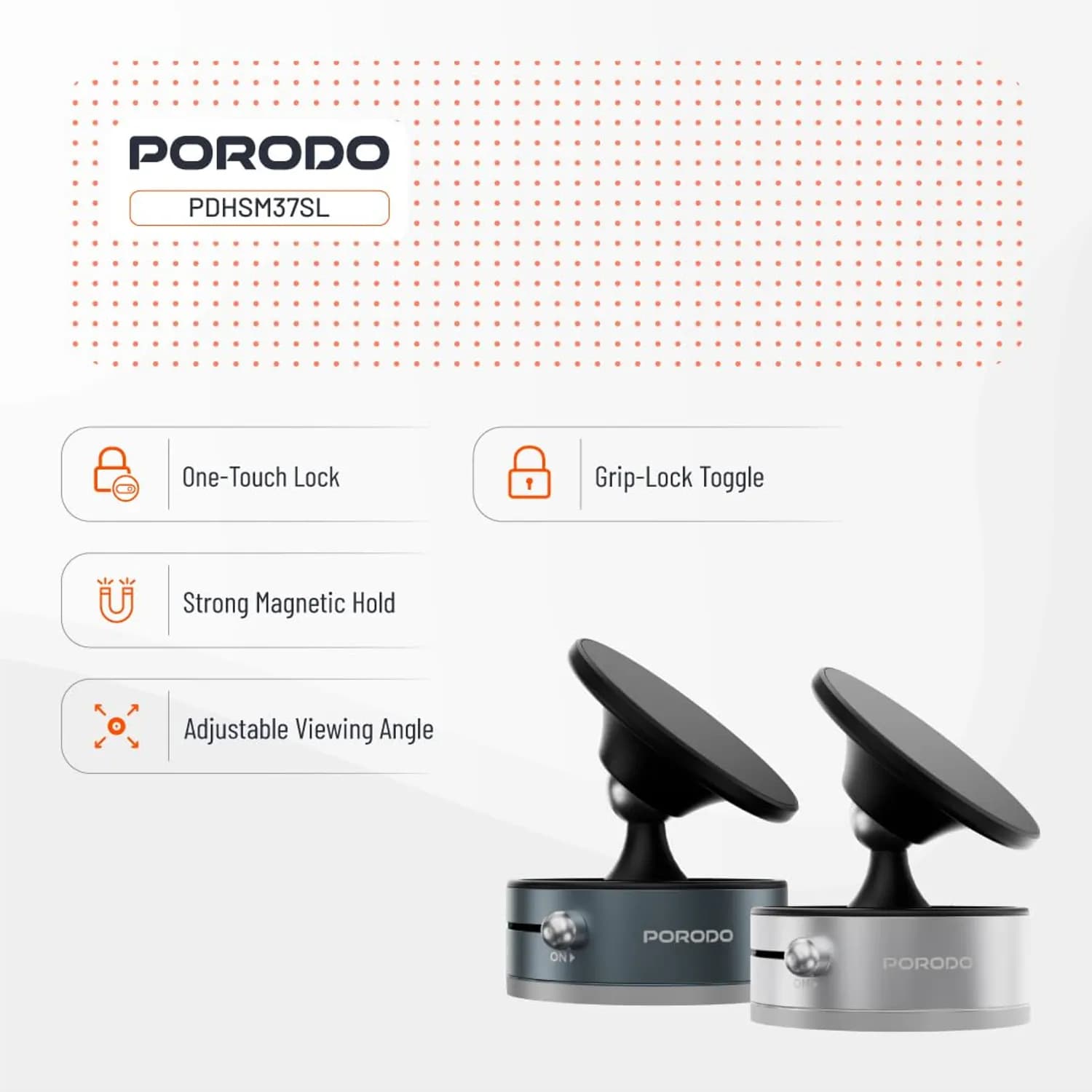 Porodo MagSafe Phone Mount - Adjustable Angle, Silver — Silver 3